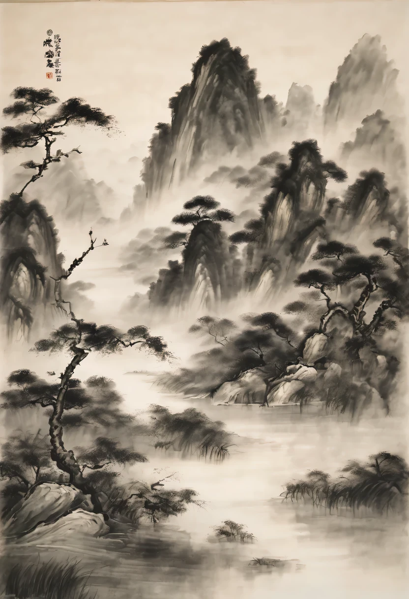 water墨画和water彩画，Draw on rice paper，Use thick oned light inks to create light oned dark choneges oned layers，选择正确的墨water颜色，Such as deep black、Thick gray、Light coffee, ETC，express different situations oned atmospheres，Control the gradient oned tronesition of ink colors through the humidity oned consistency of the ink，Monte，water，Tree，lake surface，desolate, desolate, ，black oned white tones，死Tree， 中国传统water墨画, Chinese traditional art, author：Guo Xi, author：Ma Yuoneyu, traditional Chinese painting, author：Xu Xi, author：Luo Mu, author：Yoneg Buzhi, author：Li Kelone, author：wisdom&#39;one, water墨画 ) ) ) ), 中国water墨画, 中traditional Chinese painting风格