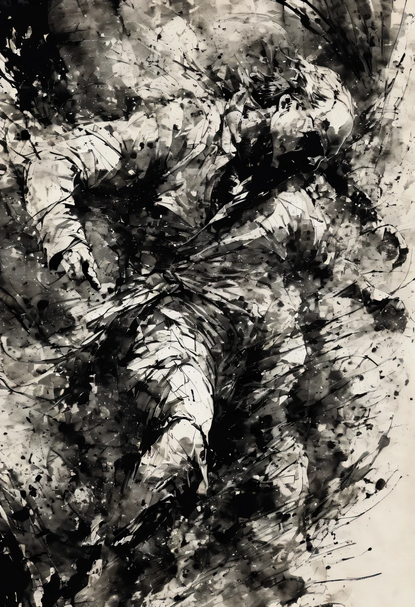 (best quality,4K,8k,high resolution,masterpiece:1.2),super detailed,ink style characters,expressive strokes,dramatic shadows,black and white,Exquisite details,high contrast,dim lights,monochrome,illustration,ink,etched lines,ink飞溅,Sketch aesthetic,tempting pose,curve,fluid movement,eye-catching composition,Elegant and simple,ink texture,artistic interpretation