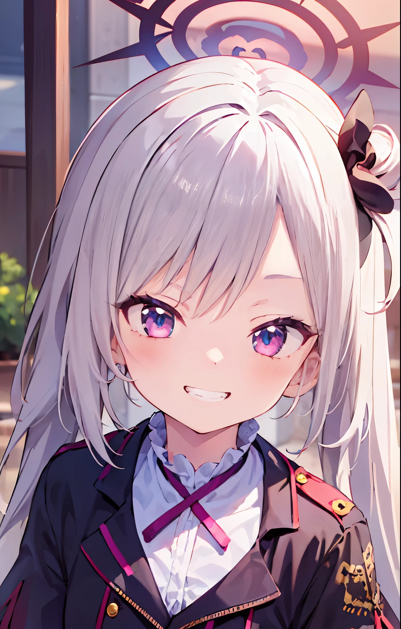 top quality, masterpiece, HD, 1 girl, beautiful and perfect face, 8k, Very detailed loli，cute，A bad smile，Squint slightly