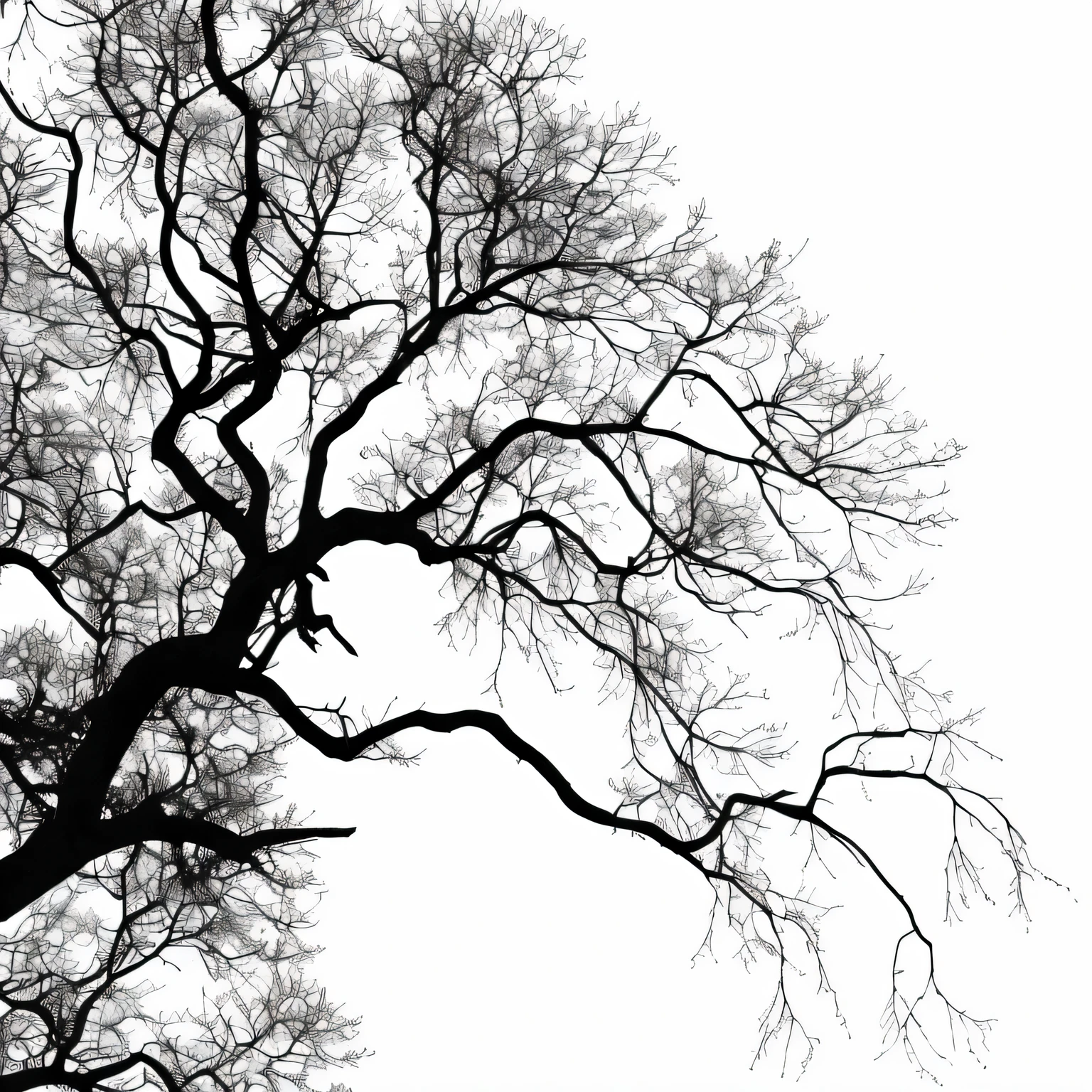 tree crown, B&Image, contrast, white Background, vector art