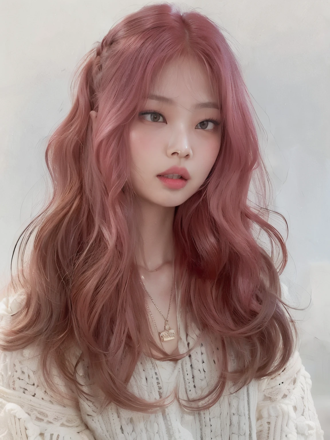 jennie blackpink face, pink hair