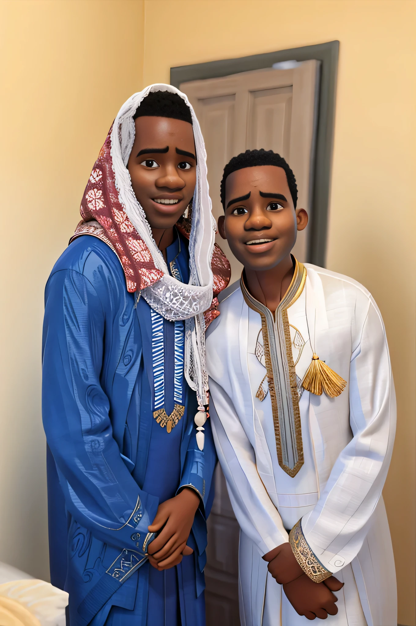 two men in vêtements traditionnels standing next to each other, porter des vêtements traditionnels, Tenue somalienne, porter une tenue authentique, Deux jeunes hommes, vêtements traditionnels, Riyahd Cassiem, robe habillée, belle esthétique, porter des robes blanches!, traditionnel, Image de profil, émir, amour, vêtements traditionnels, porter des robes et des cravates, robe traditionnelle, homme à la peau brune, prince égyptien