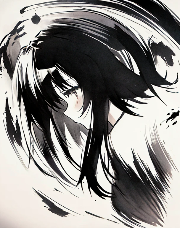 best quality, ink style drawing, vibrant depiction of human movement, cute girl, speed line, monochrome, professional lighting
