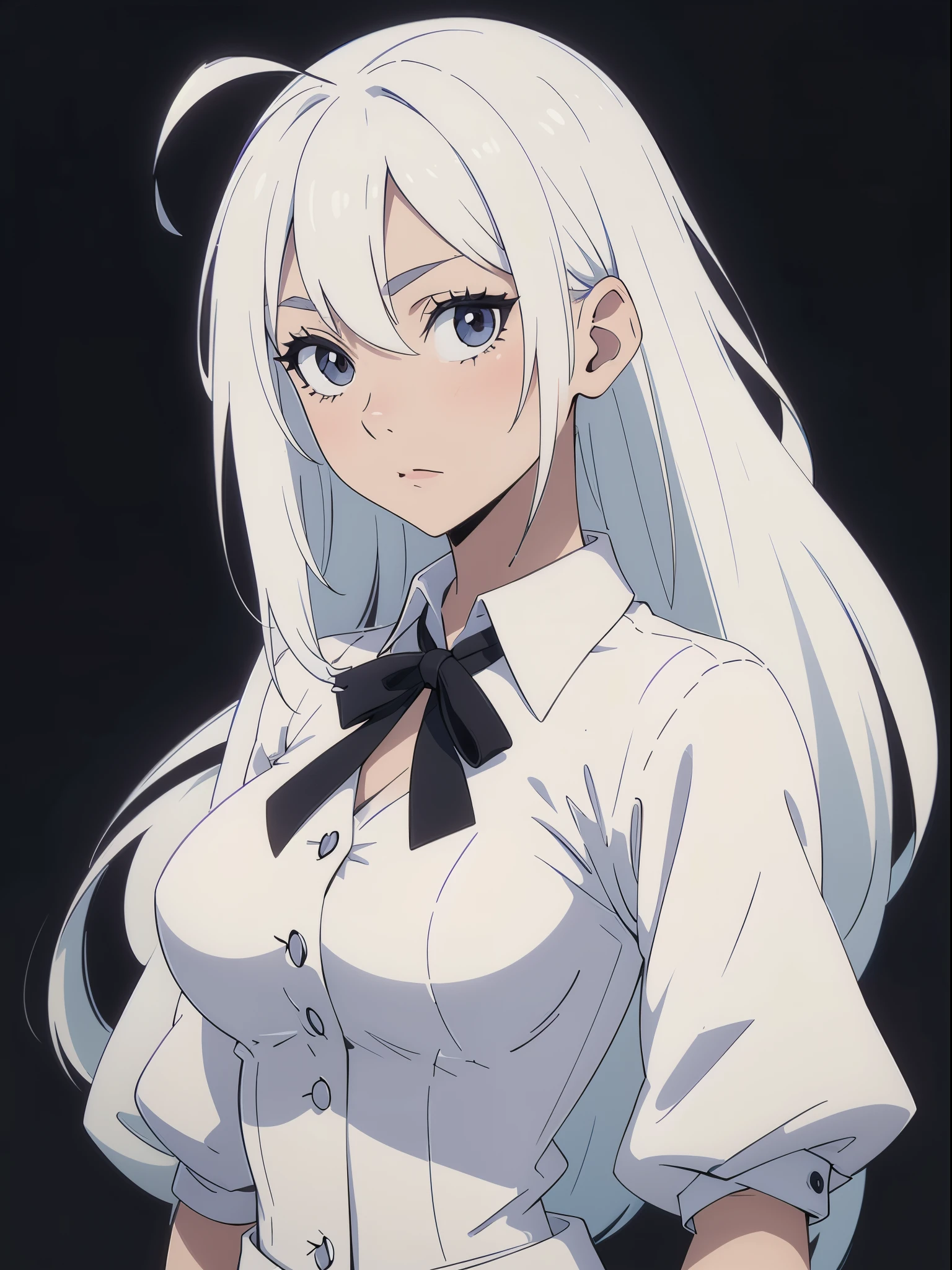 ((White hair)),((Head and Shoulders Image)),(super-long hair),Sexy,A person,Alone,Simple style,pancake ,Simple details,Black background,Empty background,Black background wall,(20 year old woman),(Cotehardie),(White Gloves),Lace Shirt,Waistcoat,(Pray)