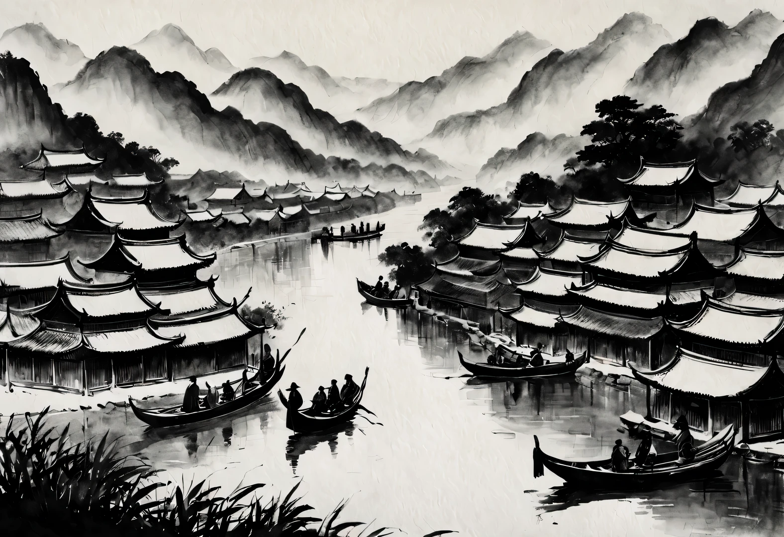 《Qingming upper river map》：This work is a representative work of the Northern Song Dynasty painter Zhang Zeduan，Known as the pinnacle of Chinese history。With delicate lines、Rich details depict urban life scenes in the north，It shows the prosperity of society and people&#39;s life scenes at that time..。，Ink and white space：水墨画以Ink and white space为主要表现手法。画家通过运用浓淡不一的Ink and white space的空白部分，Create a rich sense of layering and space，Ink painting emphasizes the expression of lines，Lines play a role in connecting the front and back in the painting..、The role of decoration。The use of lines can not only express the morphological characteristics of the subject，It can also convey the artist’s emotions and artistic conception..，Ink painting pursues vivid expression of verve，Emphasize the vividness and emotional expression of the picture。The artist uses unique brushwork，Let the picture flow、variety and rhythm，Convey the artist’s emotions and artistic conception。