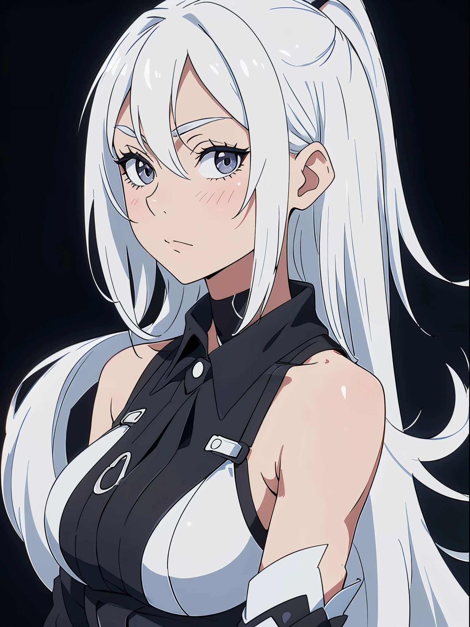 ((White hair)),((Head and Shoulders Image)),(super-long hair),Sexy,A person,Alone,Simple style,pancake ,Simple details,Black background,Empty background,Black background wall,(20 year old woman),(Cotehardie),(White Gloves),Lace Shirt,Waistcoat,(Pray)