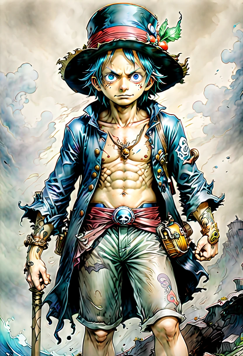 Ink Style Figure from "ONE PIECE", by Arthur Rackham, (best quality, masterpiece, Representative work, official art, Professional, Ultra high detail, 8k:1.3)