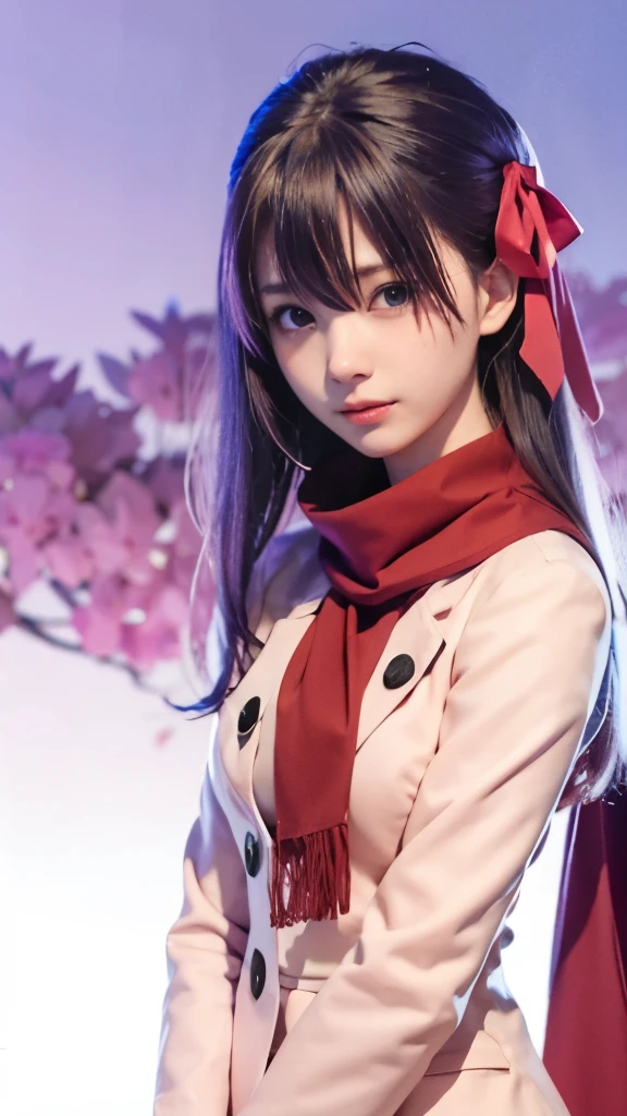 anime characters in a pink coat and red scarf standing next to each other, misato katsuragi, close up iwakura lain, anime style like fate/stay night, anime visual of a cute girl, iwakura lain, anime moe artstyle, gapmoe yandere, hinata hyuga, by Jin Homura