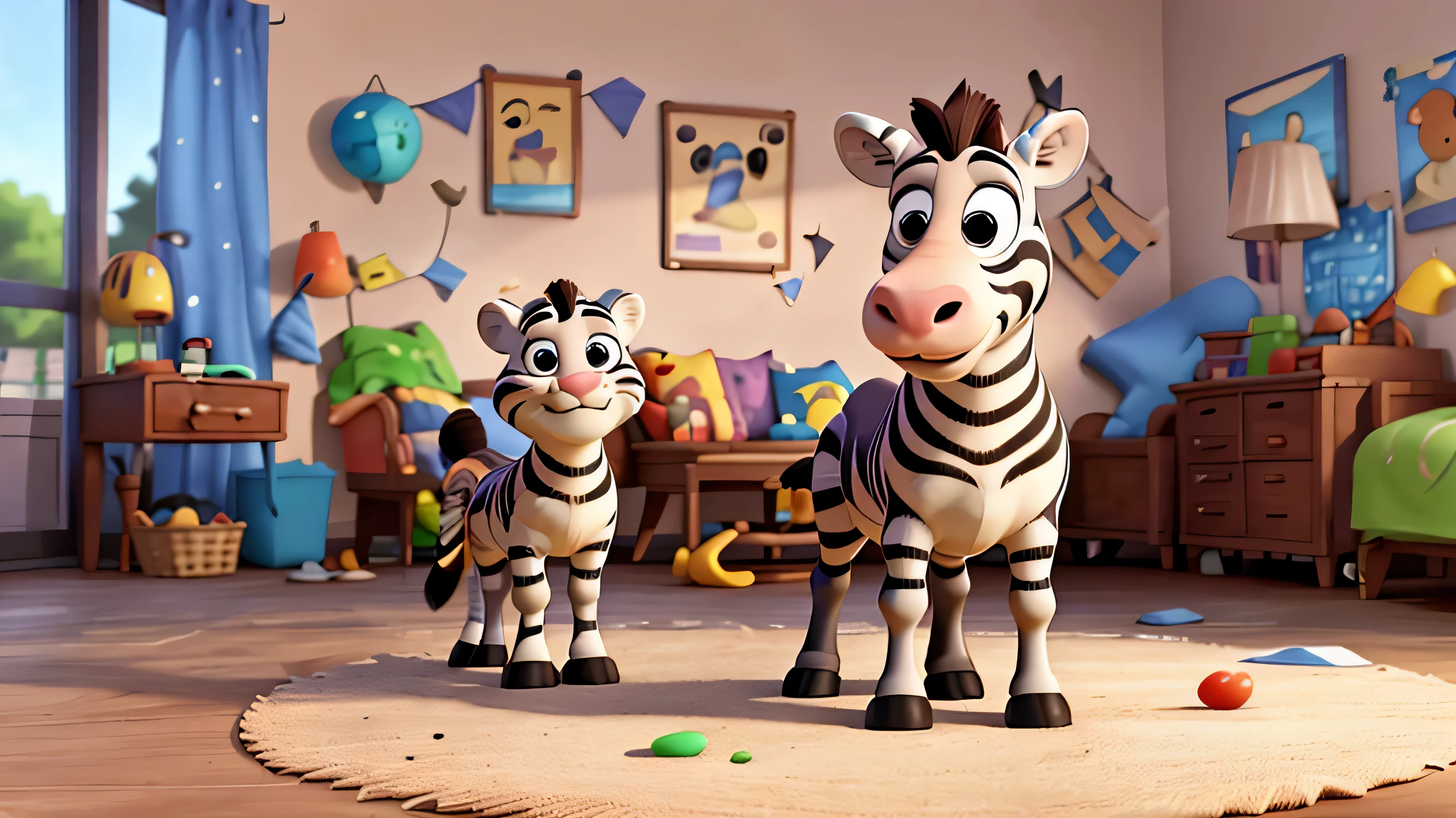 zebra, disneypixar, muito realista, estilo de desenho animado, 4k