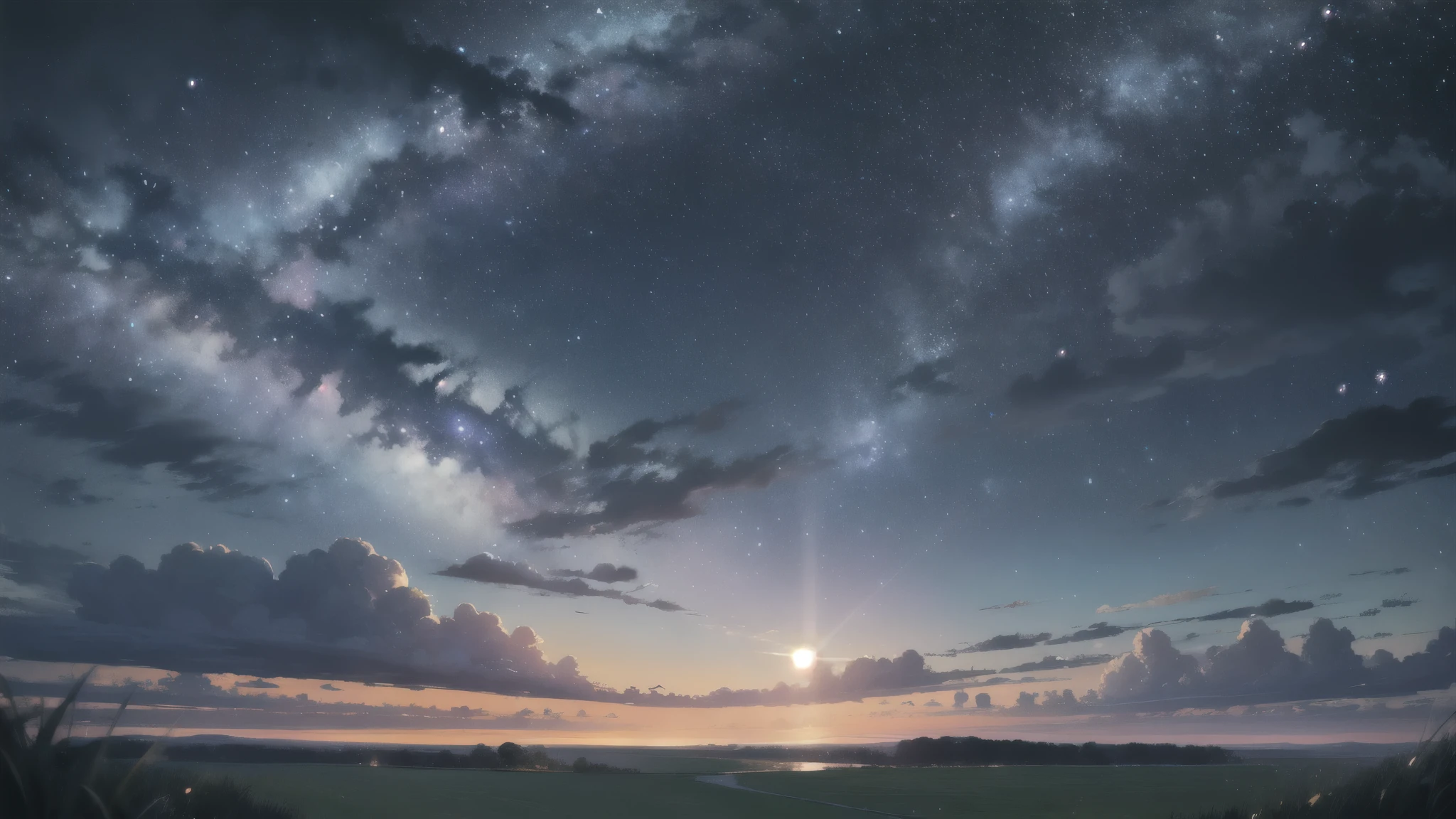 skyscape,night sky,stars,cloudy sky,grass field,beautifully lit sky,serene night,star-filled sky,fluffy clouds,dewy grass,peaceful night scene,lush greenery,tranquil ambience,sparkling stars,serene landscape starlight,calmness surrounded by nature,ethereal atmosphere,dark sky with twinkling stars,soft grass,luminous night sky,astral beauty,soothing environment,vividly painted stars,dreamy clouds,chirping of crickets,nighttime wonders,serene meadow,majestic celestial display,whispering breeze,enchanted view,celestial canopy,twinkling constellations,serenity under the night sky,nighttime tranquility,hidden mysteries of the cosmos,fleecy clouds,moonlit sky,grazing field,star-studded heavens,dreamlike imagery,cloudy night sky,illuminated grasses

