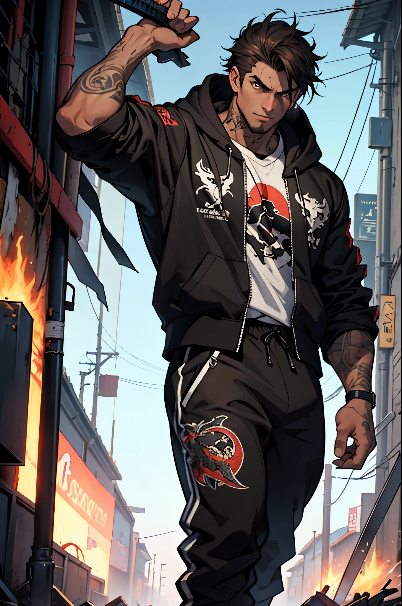 A tall and imposing grim reaper with short, slicked back white hair, a perfectly groomed beard, and piercing red eyes. He exudes confidence and carries himself with a sly and mysterious aura.