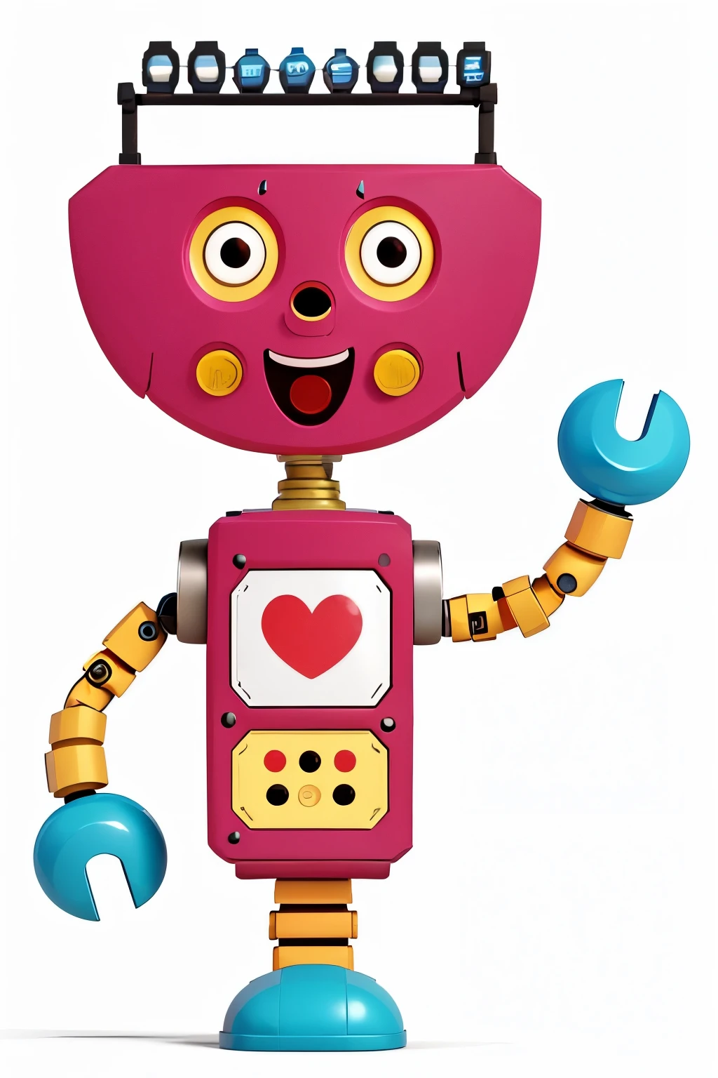 a close up of a robot with a wrench in its hand, cute robot, happy robot, adorable friendly robot, super cute robot face, tintoy characterdesign robot, cute humanoid robot, cute elaborate epic robot, friendly robot, cute robot wooden, robot girl, beautiful robot character design, a robot, robot portrait, ((robot)), humanoide robot