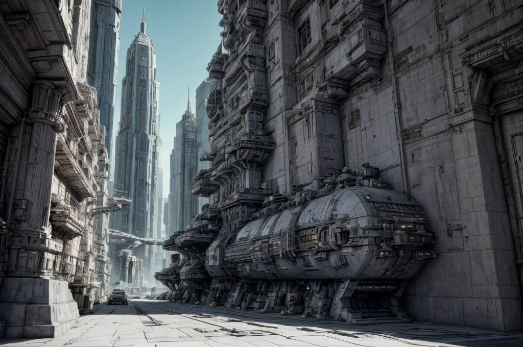 Incredible fantasy city, mega skyscrapers, flying cars, space elevator towers, Super Detail, trees, flowers, Many different buildings, spaceships in the sky, Ultra detail, many elements, blue and gold, yellow numbers on the towers,