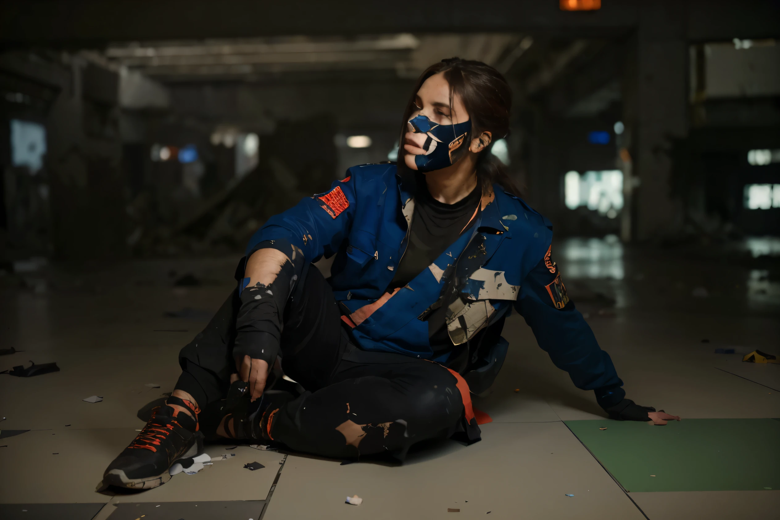(Best quality, 8k, 32k, Masterpiece, UHD:1.2) "Transform the image into a scene reminiscent of Valorant's Fracture map aftermath, portraying a landscape marked by intense conflict and chaos. Envision a fractured and devastated environment, showcasing the aftermath of battle with scattered battlefield wreckage, damaged structures, and prominent bullet holes. Incorporate elements from the Fracture map's distinct design, highlighting futuristic architecture, unique structures, and shattered terrain amidst the destruction. Emphasize the severity of the conflict by portraying shattered structures, debris-strewn surfaces, and evident signs of warfare. Utilize a mix of darker, muted tones contrasted with the remnants of the map's vibrant colors to capture the solemnity of the scene, conveying the blend of futuristic design and the aftermath of a fierce battle."