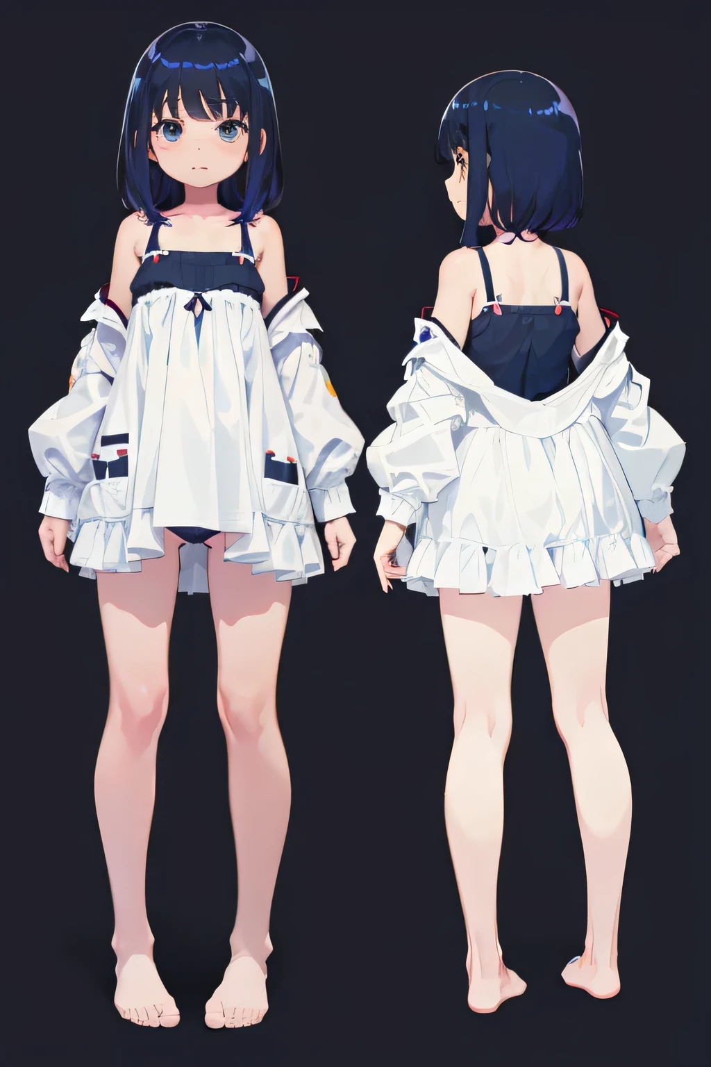 Anime girl in white dress with black hair and blue eyes - SeaArt AI