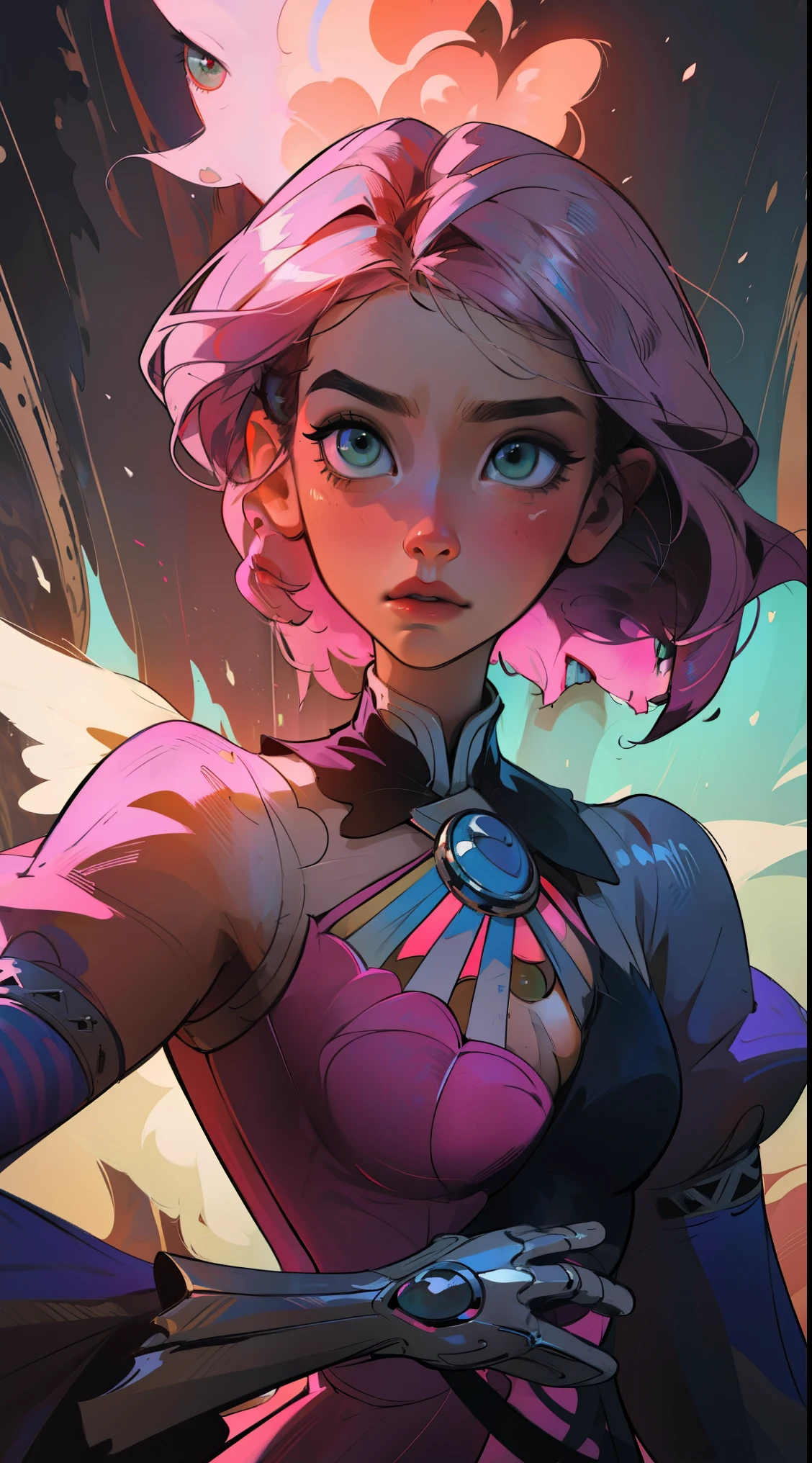Alisa bosconovitch, melhor qualidade, contemporary, estilo plano, minimalismo, Green Eyes Flat Illustration, cabelo rosa, cabelo curto, cabelos multicoloridos, Camisa Preta, mechanical wings, Head Portrait Close-U, peito pontudo, decote, super decote, middlebreasts, Tekken，cabelo rosa pastel, 1girl, em quimono, hand-painted，Desenho de linha sem cor, colorida do yandere pastel, Tekken, [Detailed illustrations, Arte baseada em anatomia extremamente ideal, desenhos muito detalhados e detalhados, delicate lines with slowness and urgency, Realistic texture expression],(((Linhas principais coloridas)),(Obras de arte com excelente artesanato),(fundo do parque),[HENTAI anime japonesa bonita  de idade Skinny] cabelo rosa claro, com roupa de empregada，figura esbelta，robusto，He sat on the floor，Vestido com roupas de empregada rosa e branco，cabelos muito curtos，com orelhas de gato，quadratic element，, kawaii cor-de-rosa na roupa da era de 1910, Alisa Bosconovich pink lips, no estilo da paleta de cores suave aurorapunk, an anime illustration of his face, gifs animados, hand drawn animation, charming sketches, suave e brilhante, romantismo nebuloso, Estilo Superflat, fundo branco - ar 1:1 - niji 5 - estilo expressivo --s 50
cores vibrantes, Foco Suave, Vazamento de luz, Atmosfera de sonho, Charme Experimental, nostalgic appeal BREAK color field painting, Large Expanses of Color, Expressionismo abstrato, Tons ousados, Impacto emocional, atmospheric depth, abordagem minimalista BREAK,  Uma  bonita, Ultra HD (Ultra Detalhes) Observando o espectador com roupas de rua no estilo hip-hop, diferente, colorido, longo, Very colorful hair 🌈, Roupas Escuras, Poeira estelar branca em partes escuras, absurdo, high resolution, ultra detalhado, (1 garota : 1.3), cores vibrantes, Foco Suave, Vazamento de luz, Atmosfera de sonho,