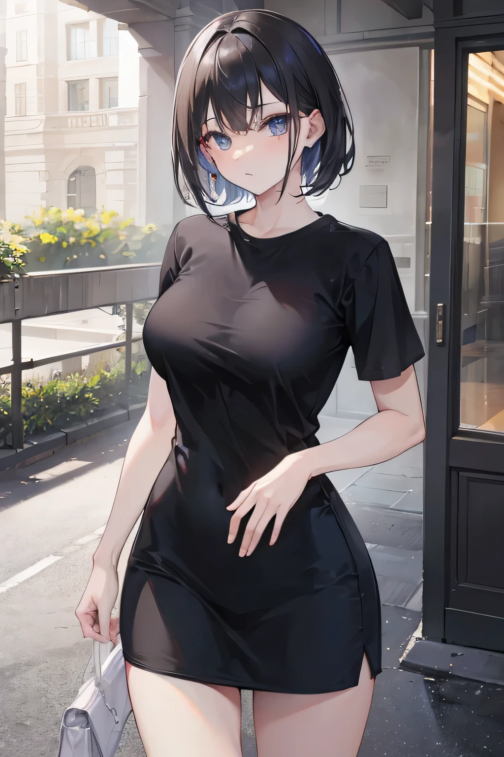 absurdres, high res, ultrasharp, 8K, masterpiece, looking at viewer, female, casual clothing, ((middle aged)), ((mature)), older, slim, skirt