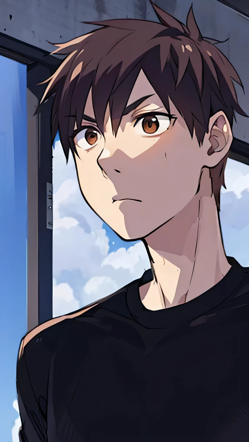 estilo anime, Um cara agachado no telhado, ao ar livre, tronco, evil eyes, nervoso, olhos castanhos, DIABO, dark smoke, fire in city building, vista frontal, foco no visualizador, Foto Real, ultra detalhado, obra de arte, qualidade ultra alta, ultra high resolution, ultra realista, ultra reflection, Ultra Lighting, fundo detalhado, dramatic lighting, Sutil, Tom escuro, 8k