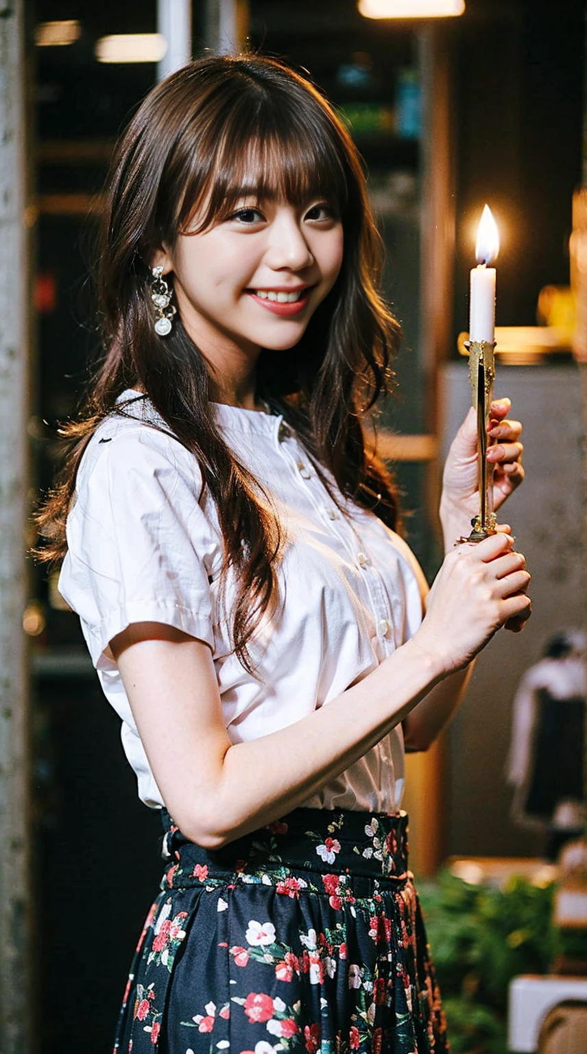 masterpiece, great work, whole body, 1 girl,  mini skirt, blush, bracelet, beautiful breasts, , gradient hair, long hair, looking at the audience, loose earrings, checked skirt, red eyes, ring, smile, alone,  fashion, woman, vitality,  take a pose, front, colorful,concentrated、whole body画像(1:5）、thin legs、Are standing、put your hands on your hips、idol costume、boots、whole body画像、Chest emphasis、pink costume、stand with legs apart
