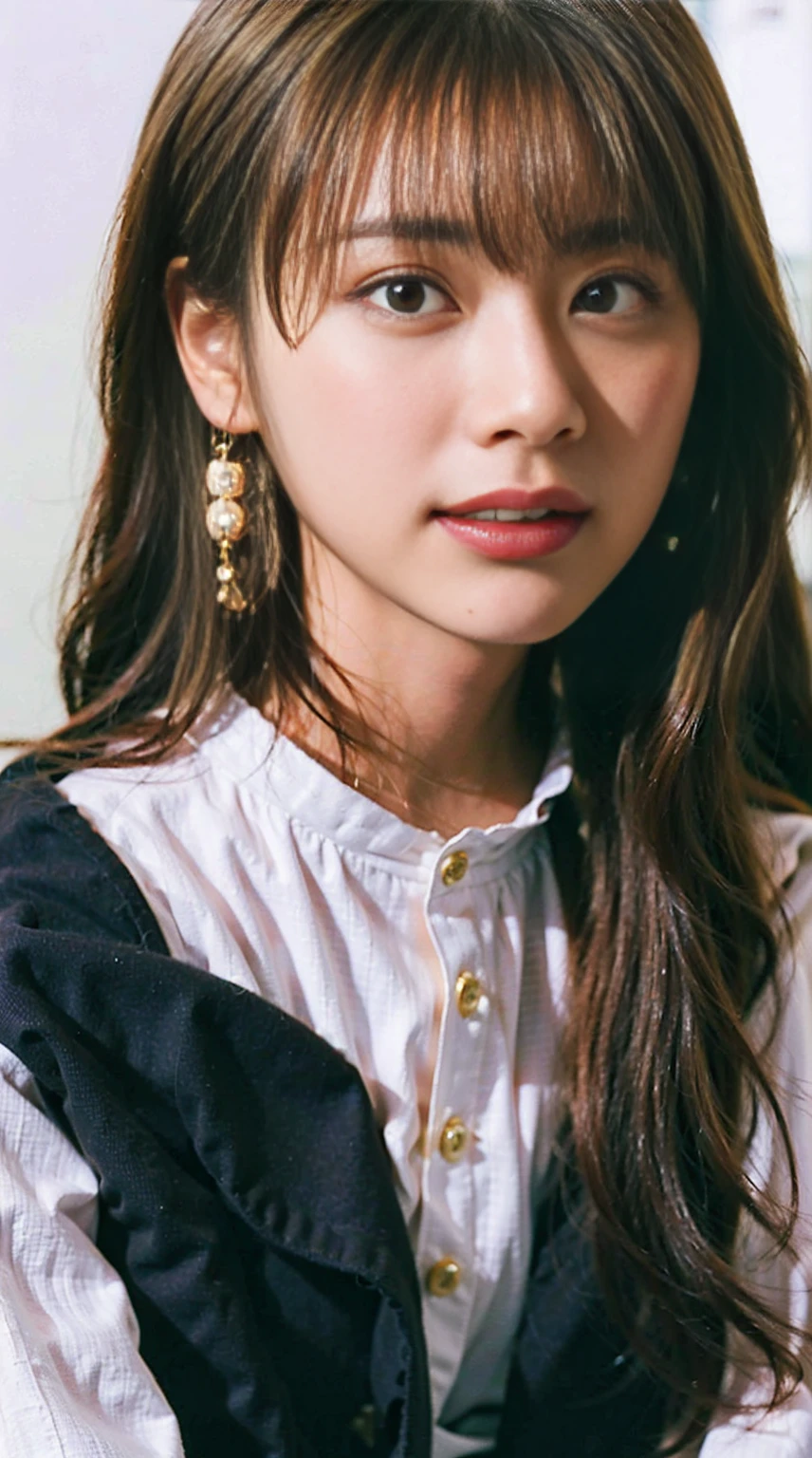 masterpiece, great work, whole body, 1 girl,  mini skirt, blush, bracelet, beautiful breasts, , gradient hair, long hair, looking at the audience, loose earrings, checked skirt, red eyes, ring, smile, alone,  fashion, woman, vitality,  take a pose, front, colorful,concentrated、whole body画像(1:5）、thin legs、Are standing、put your hands on your hips、idol costume、boots、whole body画像、Chest emphasis、pink costume、stand with legs apart