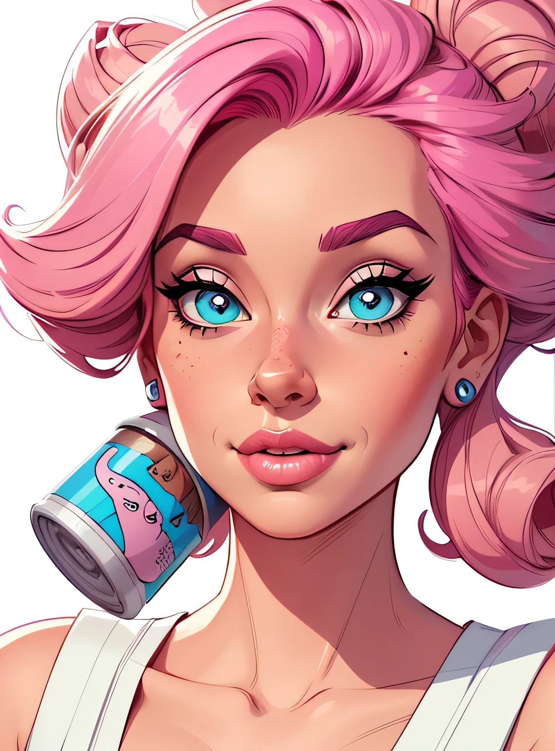 (estilo de desenho animado:1.2), Cartoon image of a woman with big pink hair and coffee, garota funky super fofa, cartoon style illustration, estilo de arte dos desenhos animados, estilo de arte dos desenhos animados, digital illustration style, design de personagens altamente detalhado, arte digital detalhada fofa, City Girl Fan Art, design de personagem retrato, beautiful digital illustration, retrato de alta qualidade, arte em quadrinhos, retrato do design do personagem, fundo branco