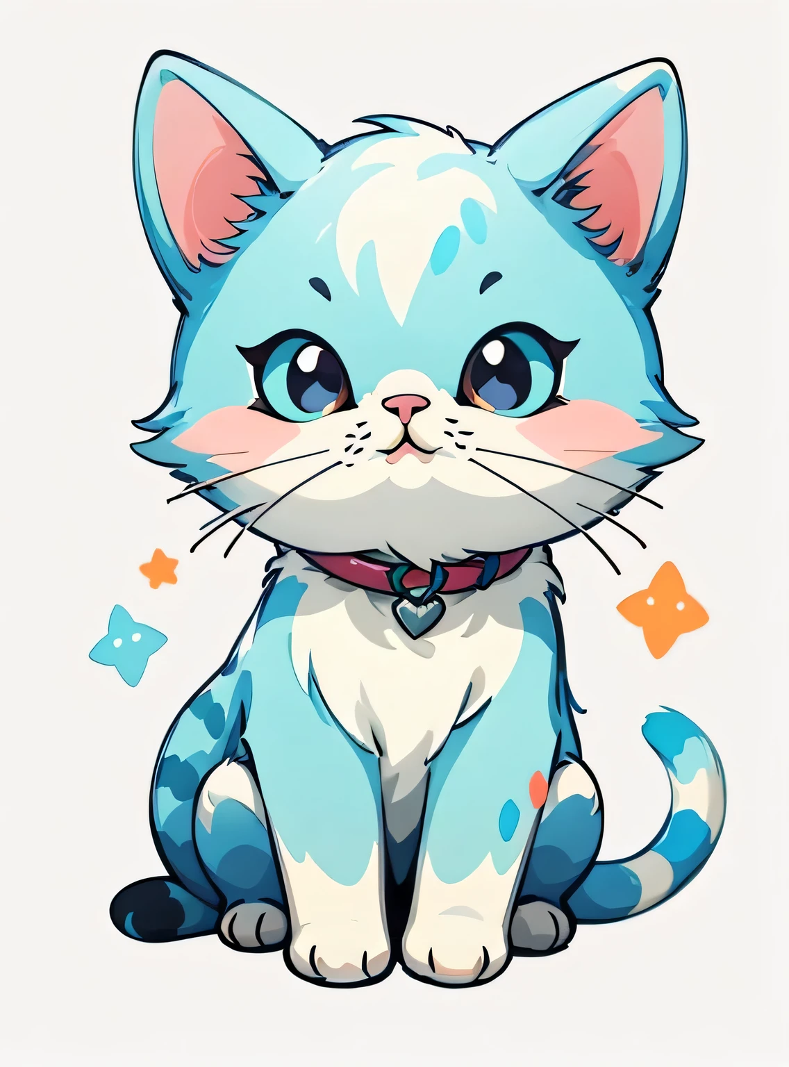 A Bonitinho cat, aquarela, white Fundo, Fundo, minimum, Bonitinho, pequeno, cor pastel, estilo vetorial, sem gradiente,