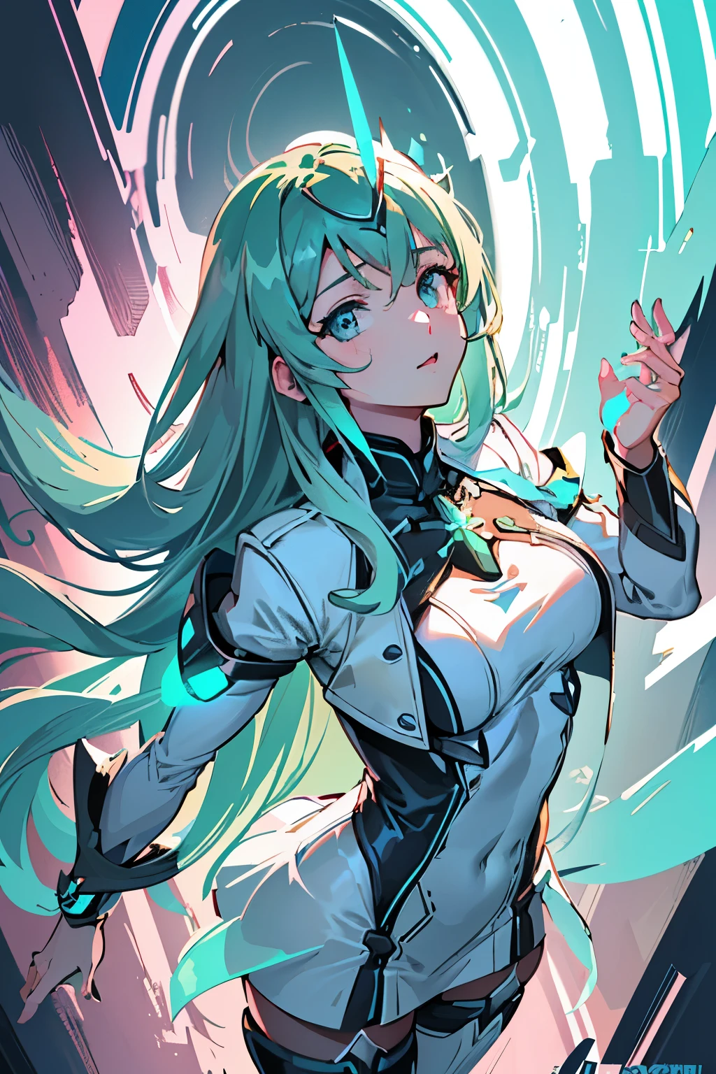 Anime, Girl, (((1girl))), (((Waifu, Xenoblade Chronicles 2, Pneuma Waifu))), (((Seafoam Green Hair, Long Hair))), ((Seafoam Green Eyes eyes:1.3, Upturned Eyes: 1, Perfect Eyes, Beautiful Detailed Eyes, Gradient eyes: 1, Finely Detailed Beautiful Eyes: 1, Symmetrical Eyes: 1, Big Highlight On Eyes: 1.2)), (((Lustrous Skin: 1.5, Bright Skin: 1.5, Skin Fair, Shiny Skin, Very Shiny Skin, Shiny Body, Plastic Glitter Skin, Exaggerated Shiny Skin, Illuminated Skin))), (Detailed Body, (Detailed Face)), Young, Idol Pose, (Best Quality), ((((Techwear))), (((Nurse Outfit))), High Resolution, Sharp Focus, Ultra Detailed, Extremely Detailed, Extremely High Quality Artwork, (Realistic, Photorealistic: 1.37), 8k_Wallpaper, (Extremely Detailed CG 8k), (Very Fine 8K CG), ((Hyper Super Ultra Detailed Perfect Piece)), (((Flawlessmasterpiece))), Illustration, Vibrant Colors, (Intricate), High Contrast, Selective Lighting, Double Exposure, HDR (High Dynamic Range), Post-processing, Background Blur
