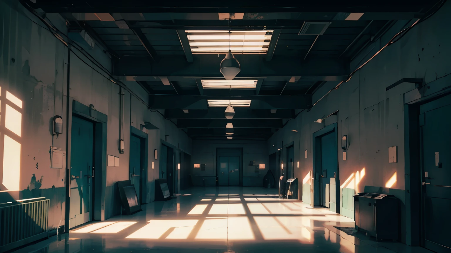 (best quality,4k,8k,highres,masterpiece:1.2),ultra-detailed,realistic,cell corridor with guards patrolling,grim atmosphere,low-key lighting,surveillance cameras,heavy metal doors,cold concrete walls,echoing footsteps,security uniforms,ominous silence,heavy breathing,night shift guard,flashlight beam,metal keys jingling,muted color palette,panoptic architecture,sharp shadows,motion sensor alarms,menacing presence,strict discipline,sterile environment,discarded prison bars,steel gates,routine inspections,muted footsteps,barred windows,restricted access,watchful eyes,secured access control,prison surveillance,cold air conditioning,hushed whispers,distorted voices,hidden secrets,dimly lit corridors,watchtower overlooking the corridor,prisoner graffiti