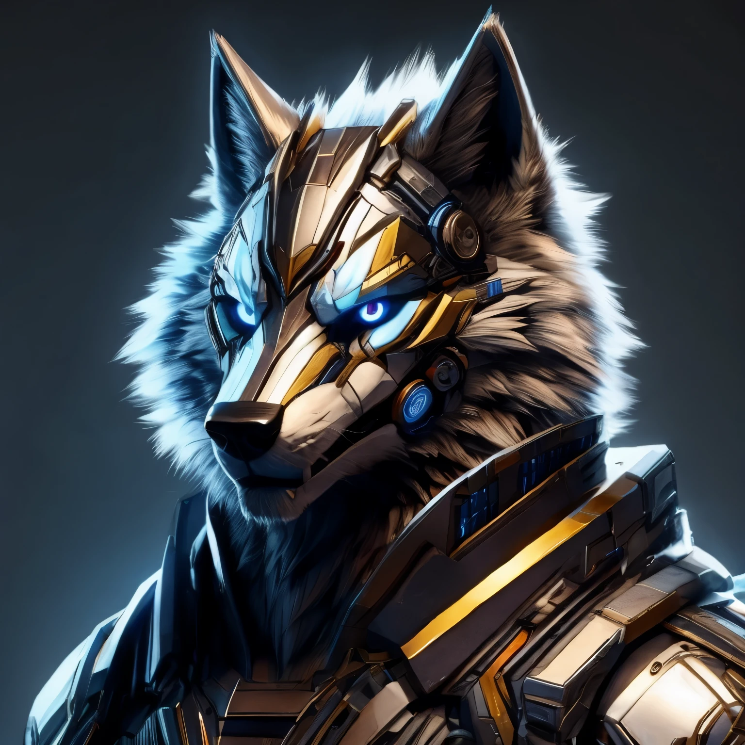cybernetic wolf head blue simple