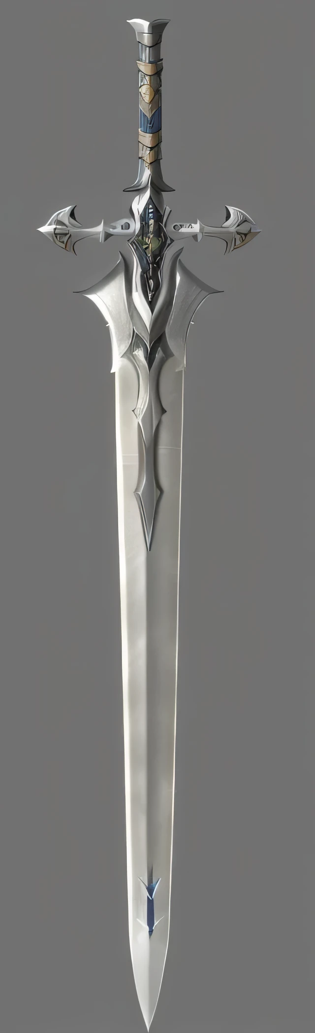Close-up of sword with cross, Great sword, Fantasy Sword, Buster Sword, sword design, armor blade, huge sword, huge oversized sword, Great sword, raytraced blade, orc sword, sci-fi sword, Intricate fantasy spear, Greatsword, Fantasy Sword of warrior, spear of reality, steel sword, basic steel sword, silver sword，3D character art，Ash，2。5D CGI anime fantasy artwork，Rebellious Art Art StationCGCosiety，Close-up of people，As seen on art website