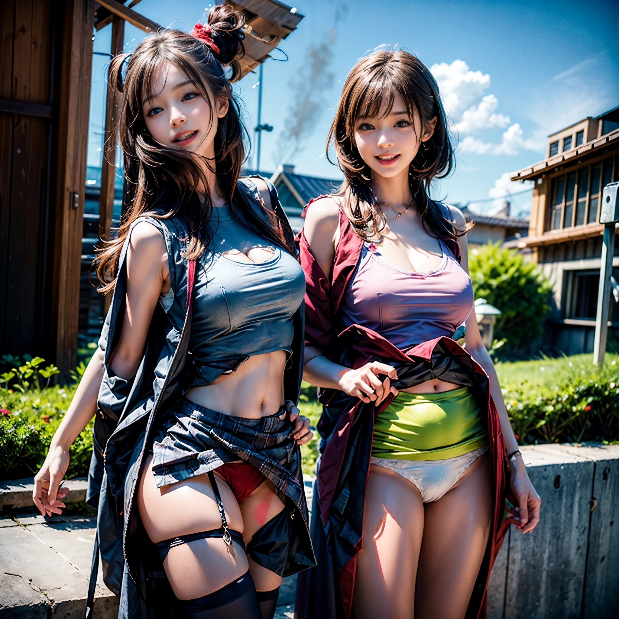 SFW, (White and Red, Ultra-detailed masterpiece:1.2), (nipple:-0.99), (Acutance:0.8), (many sexy junior idols in group photograph), (((Extremely Detailed KAWAII face variations), joyful expression variations)), { Open Gigantic Cleavage | pretty Ass | Overflowing Underboob | (((loose opened white SchoolUniform with visible Navel))) | full of Flowers covering girl's body | (The background is Red-dyed clouds above Horizon:1.2) }. (((Ultrealistic and photorealistic:1.37)) with a touch of rawness). { under the mesmerizing back lighting | concept art | enhancing the overall visual impact | Dynamic-angle }. (not Detailed fingers:-0.9) .