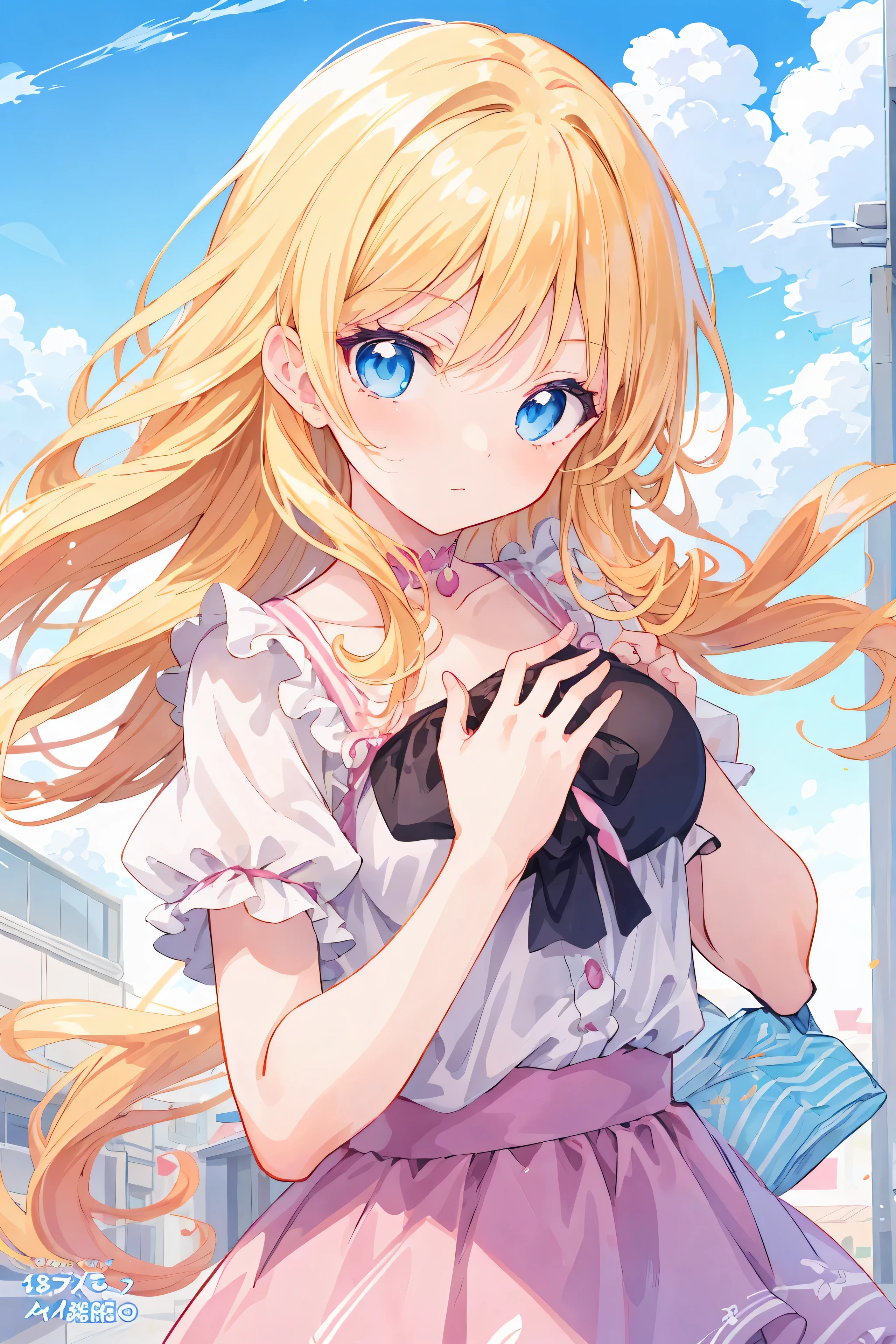 Fille animée with blonde hair and blue eyes posing for a picture, seductive Fille animée, attractive Fille animée, beautiful Fille animée, cute Fille animée, pretty Fille animée, Fond d&#39;écran manga 4K, style animé 4k, Fille animée, Fond d&#39;écran animé 4k, art d&#39;anime détaillé et propre, blonde Fille animée with long hair, (Fille animée), art animé numérique détaillé