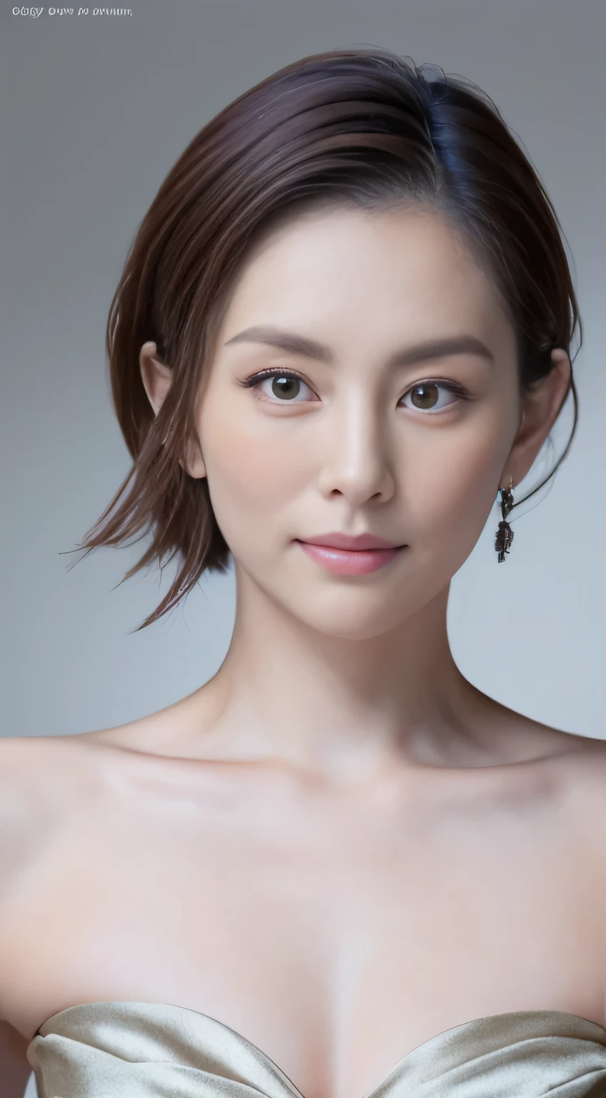 (highest quality,8K,masterpiece),anatomically correct,
sharp focus:1.2、beautiful woman with perfect style:1.4、thin abs:1.2、
((dark brown hair、big breasts:1.2))、
Highly detailed face and skin texture、fine eyes、double eyelid,
(studio photography,gray background),
