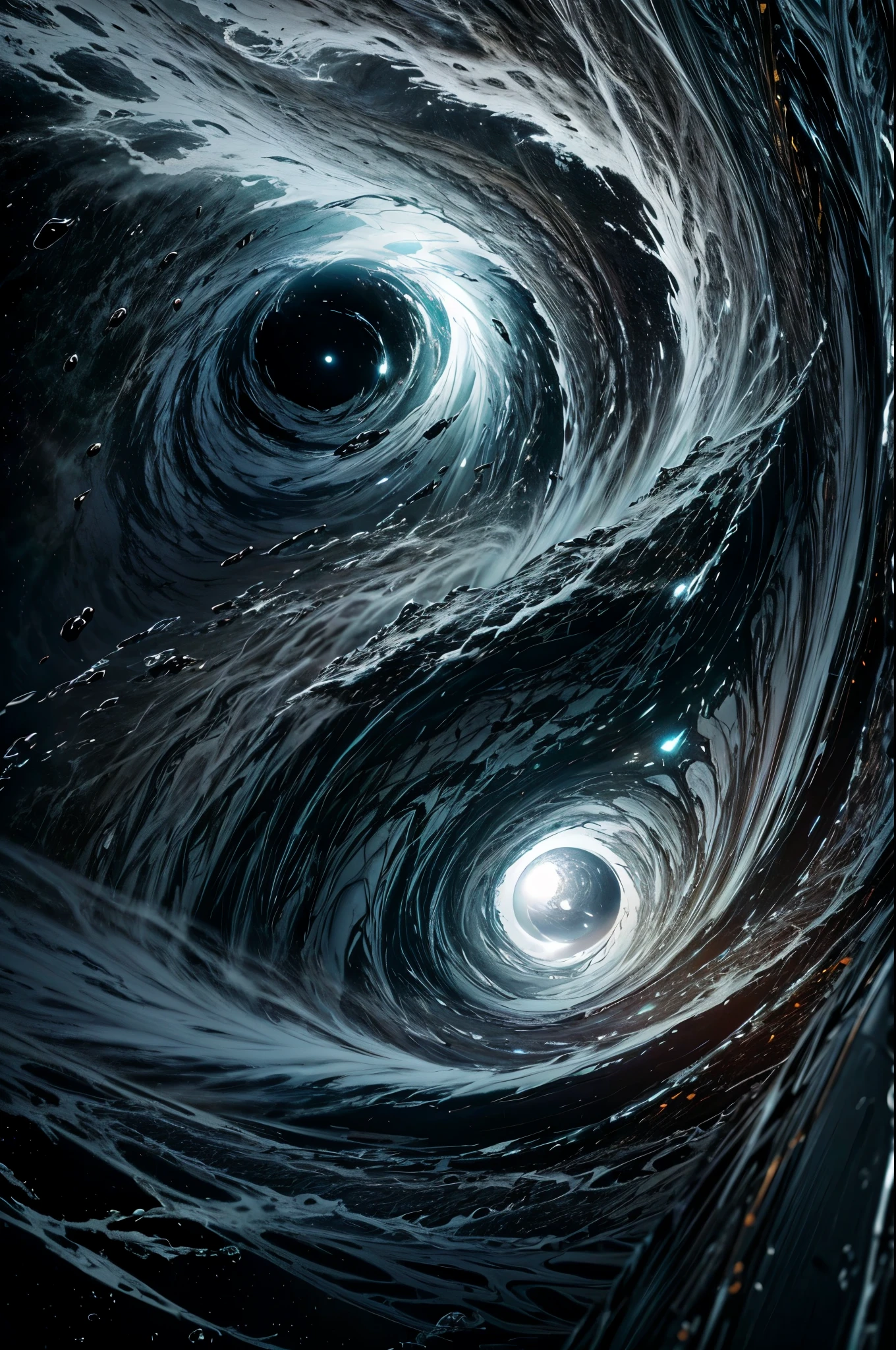 Ultra high resolution storm, Wurmloch, Energieausbruch eines Schwarzen Lochs, schwarz, white, lila