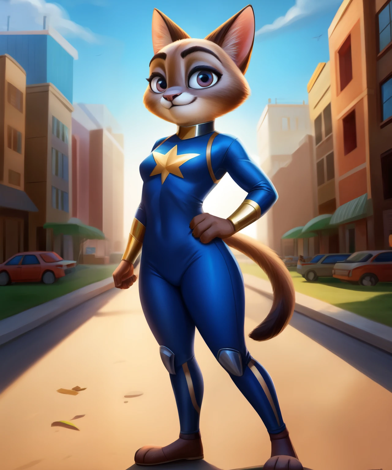 Ms Marvel as an female Siamese cat, 16 years old, Zootopia style, full body