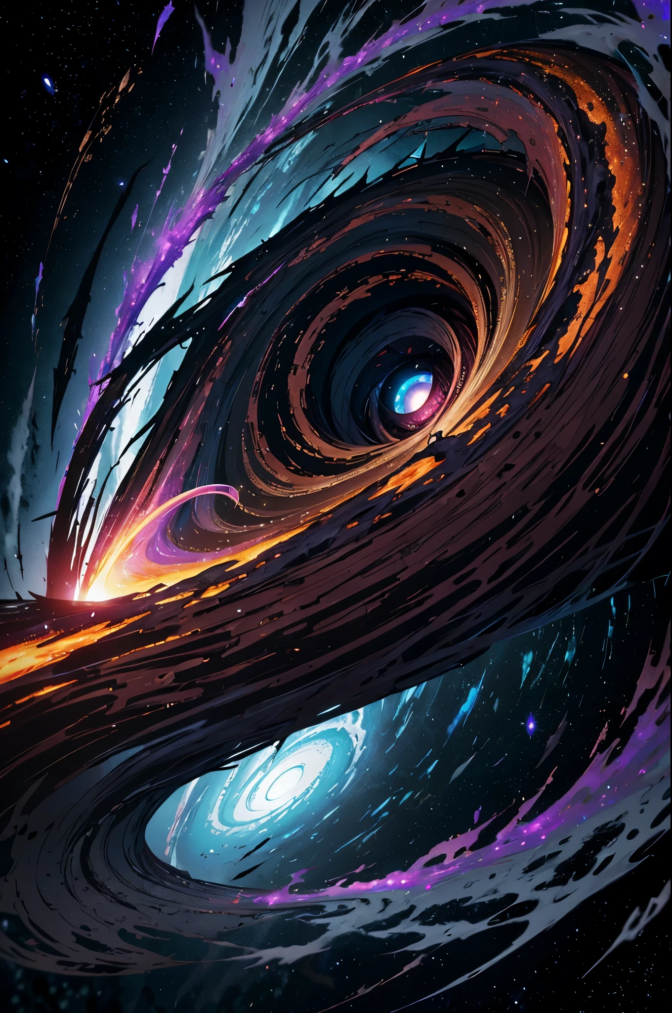 Ultra high resolution storm, Wurmloch, black hole outbirst of energy, black, weis, lila