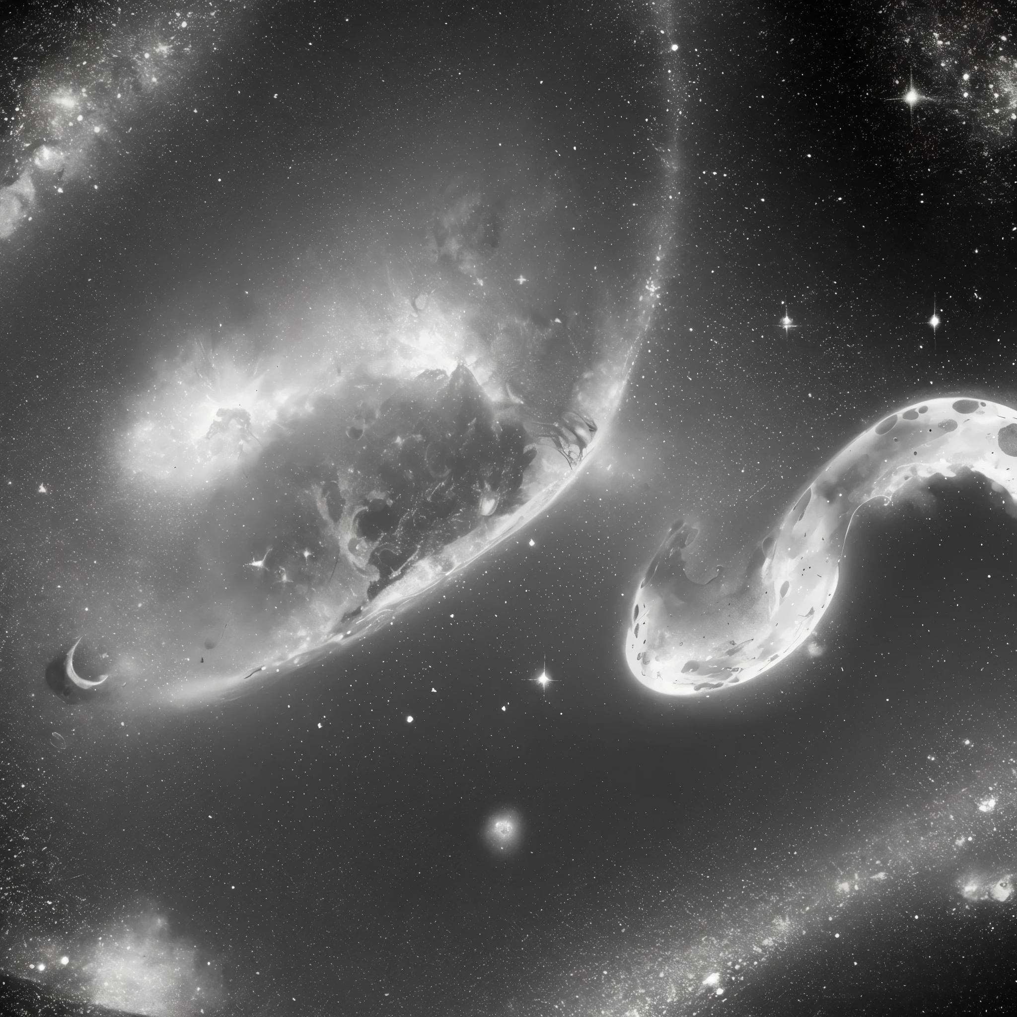 painting of a dying star using multi nebula colors with a clear theme of black and white as well, 4k, digital destruction at its finest,