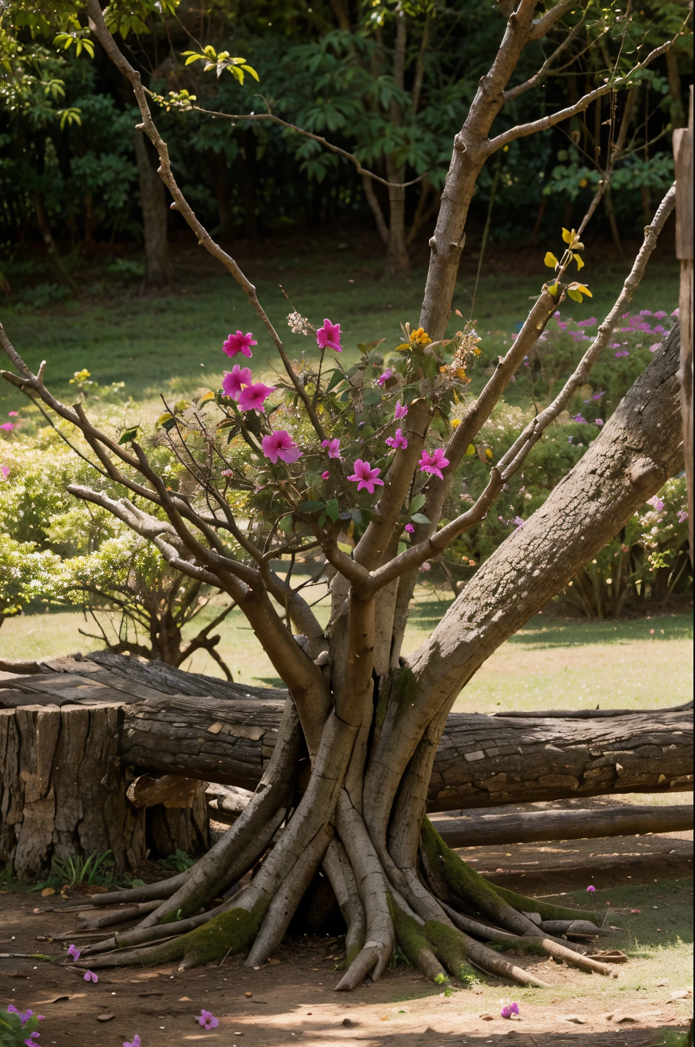 TRONCO COM MILHOES DE FLORES RARAS E VARIAS CORES