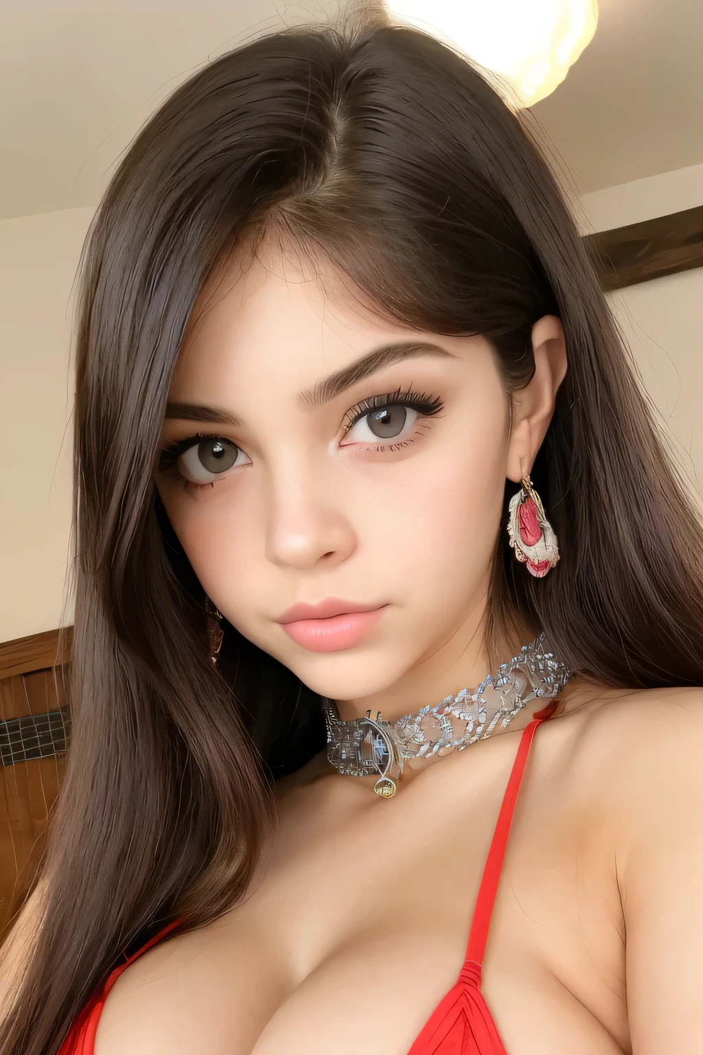 Femenino ((20 years old)), cabello ((largo, ondulado, Rosa)), ojos ((azul, big ojos)), ropa ((ropa interior estampada)), Accesorios ((A lot, collar de diamantes, cabellopin)), pecho gigantesco, tetas grandes, oppai, casa clasica ((Techo)), cara seductora, escote, Mantones, labios rojos, Maquillaje audaz, Make eye contact with the camera, micro bikini, cleavage,、Los detalles del iris de la pupila son muy sorprendentes、Limbs without breakdowns、Adolescente blanca、Boca naturalmente cerrada、Areola natural、natural 、ojos fijos、cuerpo natural、Slightly 、rostro femenino、cuerpo femenino、con cara redonda、a small face、mejillas suaves、Looking at the camera、cuerpo completosbian、Destacamento、Rostro equilibrado、Estrabismo ligeramente interno、