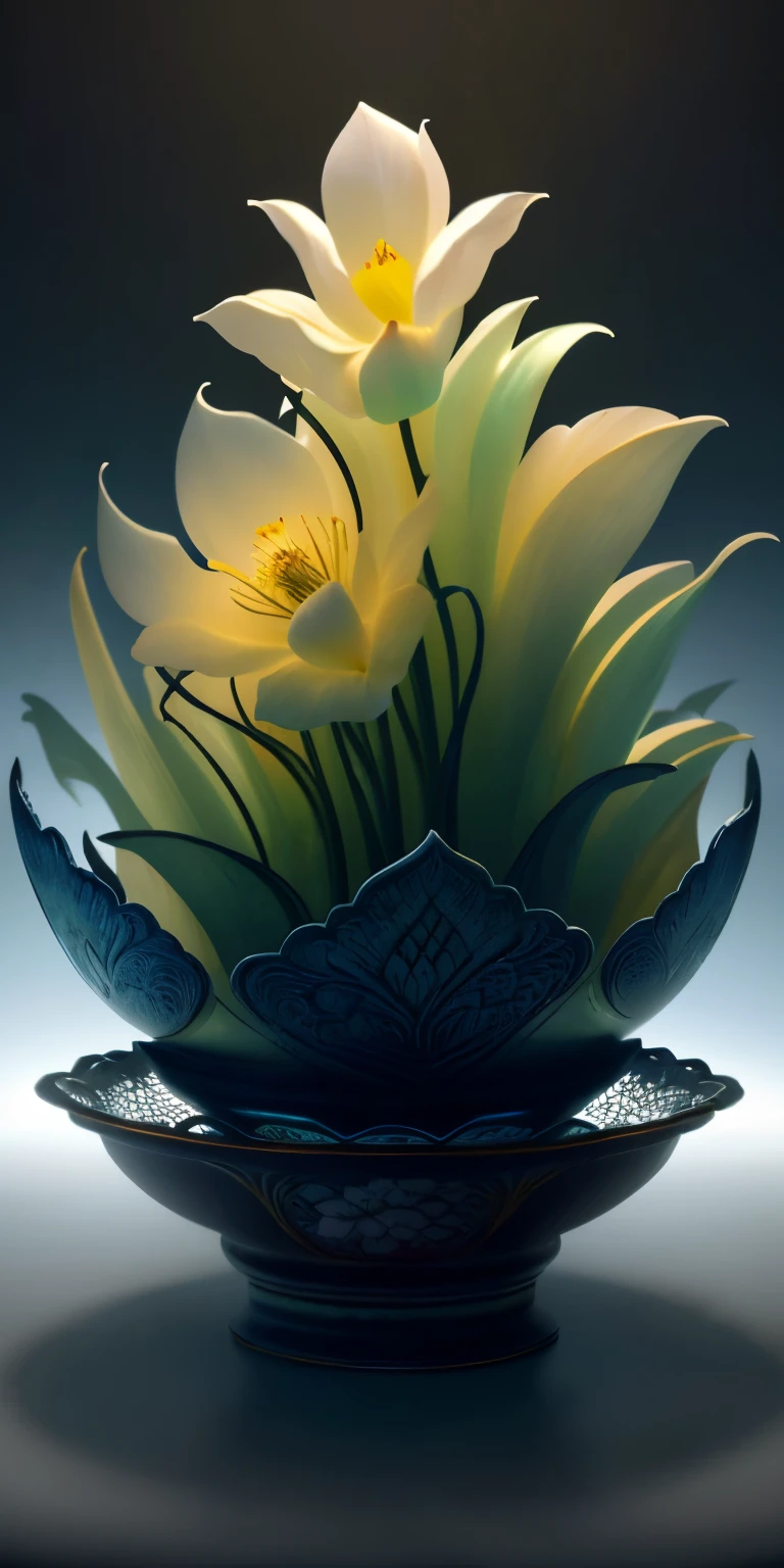 best quality, realistic, photorealistic, ultra detailed, "Mountain of Flower and Fruit+Fairy+Indian Architecture" highly detailed carving on "southern ice" porcelain,Ultra wide angle,Accent Lighting,Volumetric Lighting,backlighting, (detailed light),((an extremely delicate and beautiful)),dramatic_shadow,ray_tracing,hdr