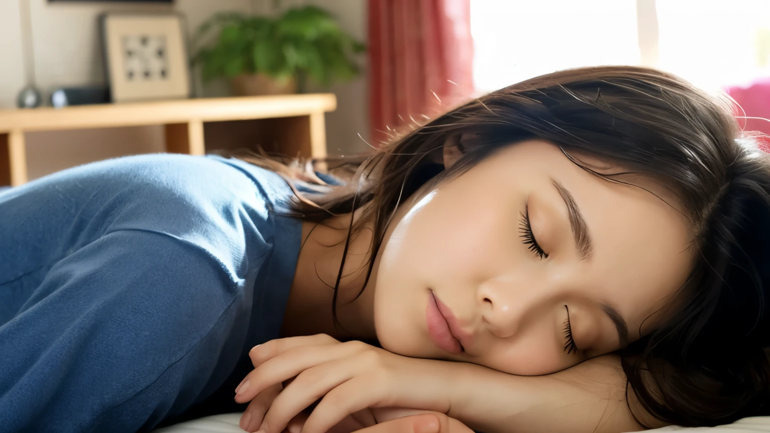 girl,sleeping face,Barely,room