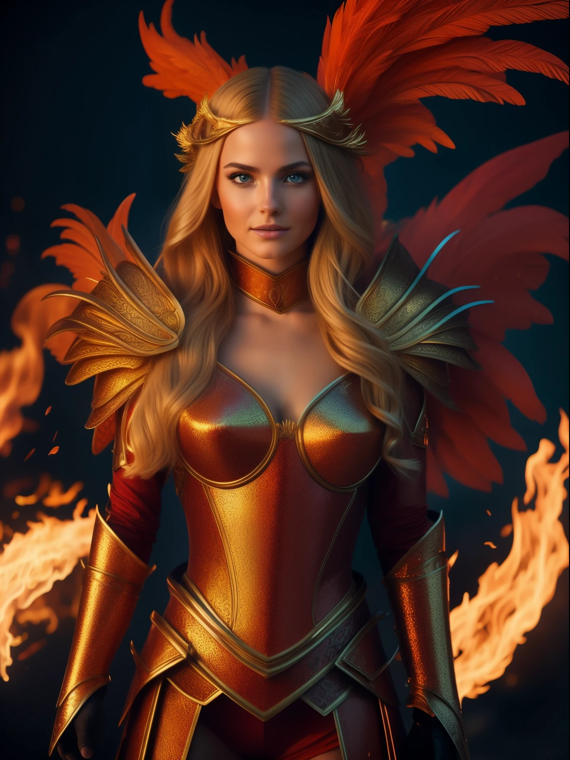 firefull, (extremely detailed closeup, high quality, best quality, masterpiece:1.2), official art, official wallpaper, (night sky, detailed fire, 1 woman, covered in fire, fancy gown, large breasts, phoenix woman, detailed feathers, fiery wings, moon, ethereal glow, rough terrain, outdoors, god rays:1.2), (fire skin, yellow skin:1.5) (detailed:1.05), (extremely detailed:1.06), sharp focus, (intricate:1.03), (extremely intricate:1.04), (epic scenery:1.09), vibrant colors, (beautiful scenery:1.08), (detailed scenery:1.08), (intricate scenery:1.07), (wonderful scenery:1.05)