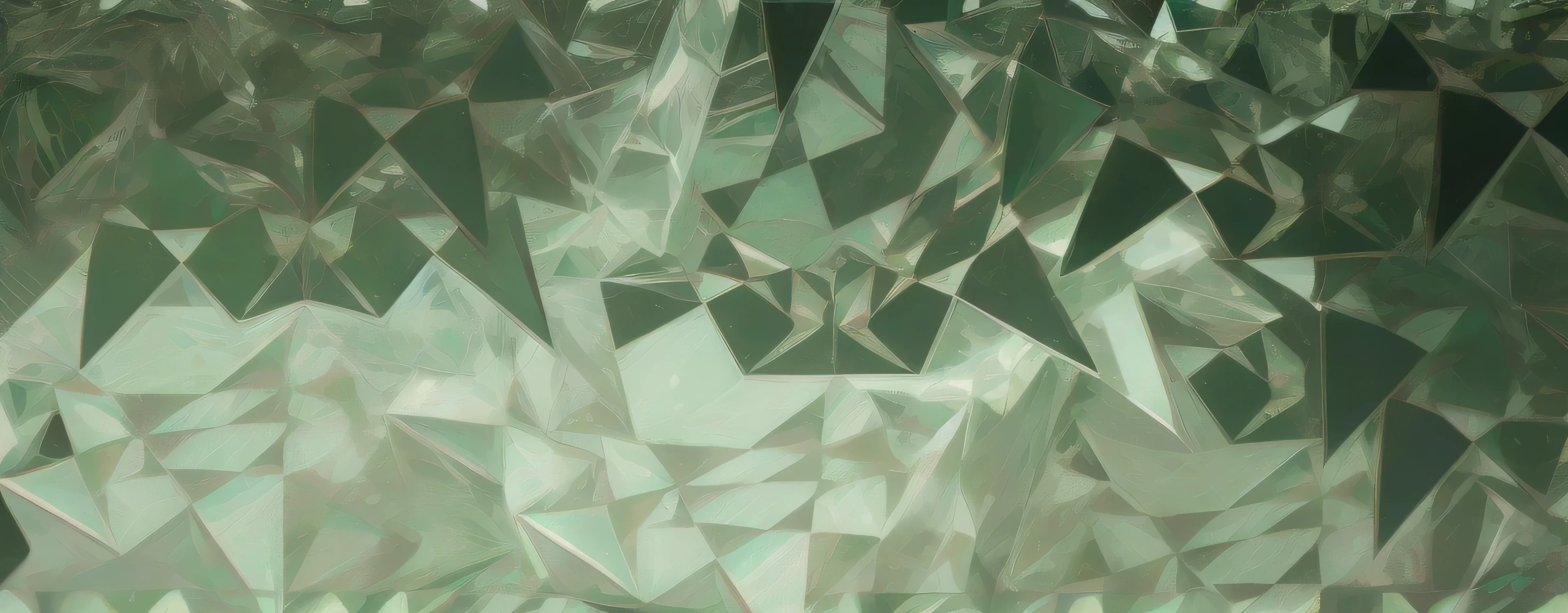 a closeup of a green and white abstract background with many small pieces of glass, Carillas, diamante texture, fragmentos poligonales, Carillas, cubismo de cristal, fractal details diamante skin, Metzinger, cristalino, Fractal de cristal, Abstract geometric shapes, Gemas fractales, diamante, Arte generativo 2D, low polygon effect, fractal