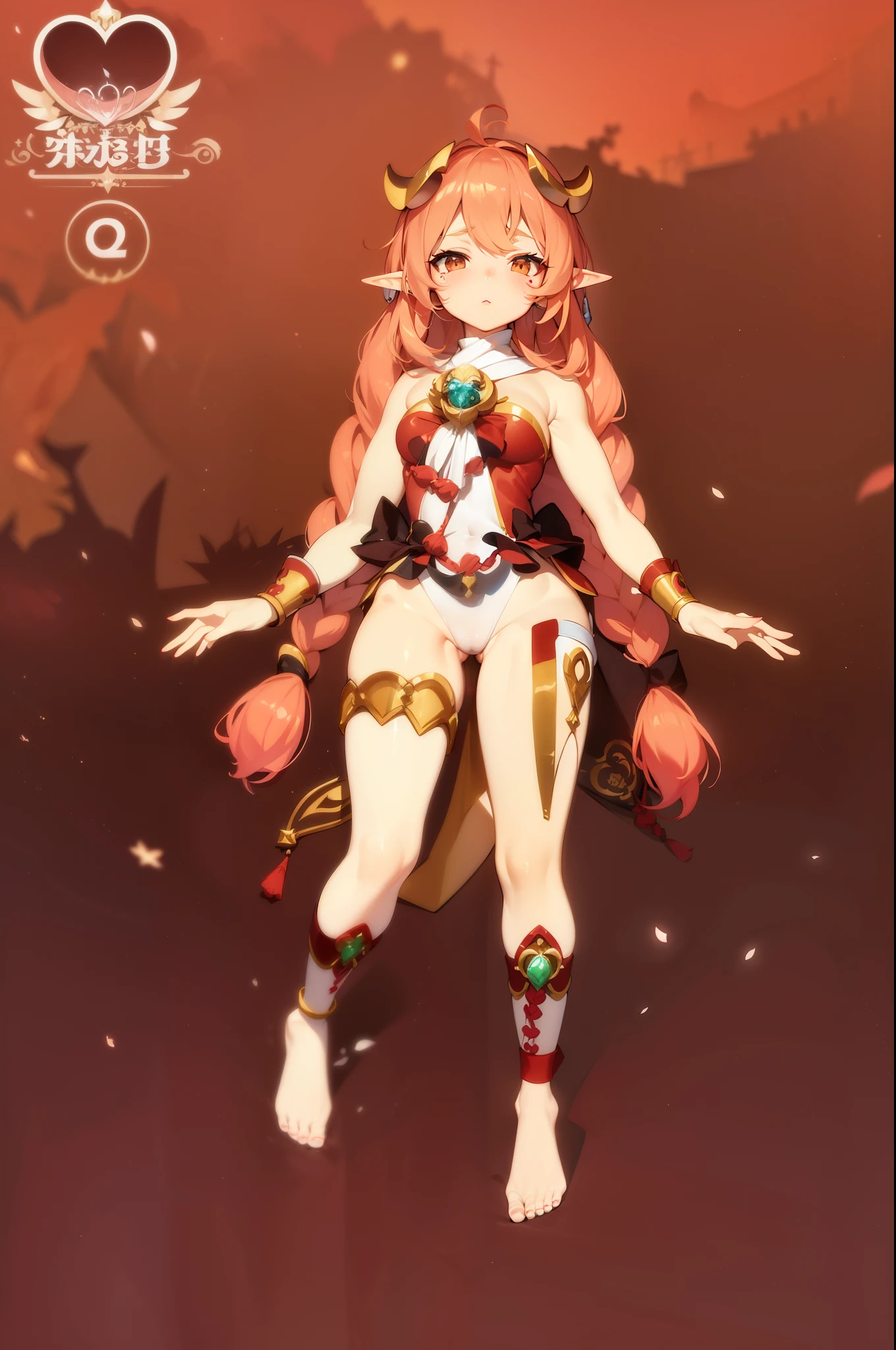 anime girl in white highleg leotard, kitsune inspired outfit, full body picture, star guardian inspired, astral witch clothes, anime goddess, full body adoptable, elf girl wearing an flower suit, ahoge, elf princess, lunar themed attire, beautiful celestial mage, thigh tattoo, ceremonial face tattoo, barefeet, red painted nails, long twintails, braided hair, very detailed, high quality, highcut, high cut leotard, highleg, thong, bust, cleavage, cute face,detailed hair, middle seam, seam in center, (best quality), (masterpiece: 1.1), (very detailed CG unity 8k wallpaper: 1.1), (color: 0.9), (panoramic shot: 1.4), (single: 1.2), (splashed ink), (splashed color), ((watercolor)), clear and sharp focus, anatomically correct, toned body, very detailed anatomy, cameltoe, big ass, big thighs, glossy lips, wet looking lips, very detailed eyes, crown, elf crown, NSFW