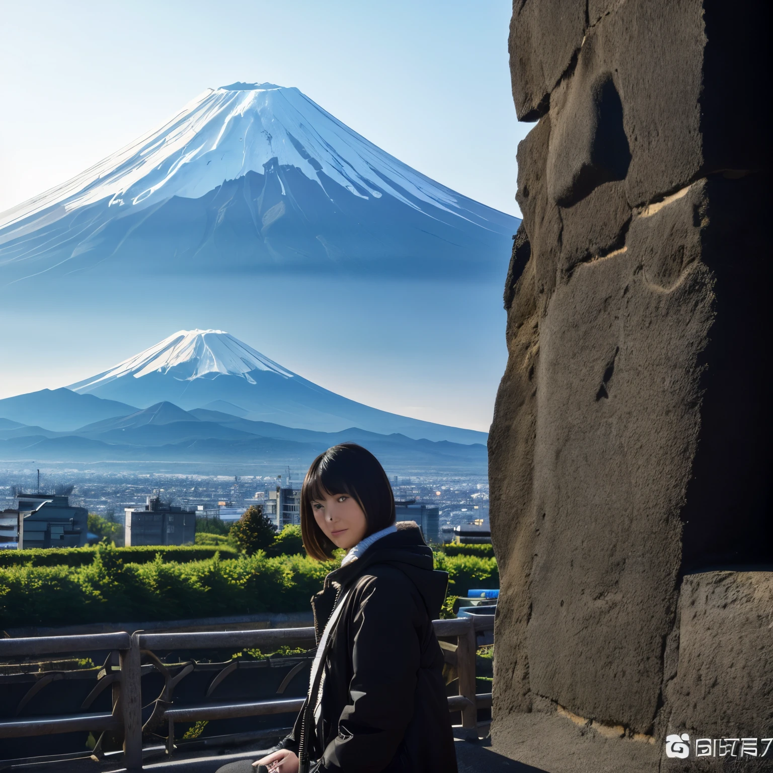 Mt.fuji. beautiful girl. alphard.black.backshot.