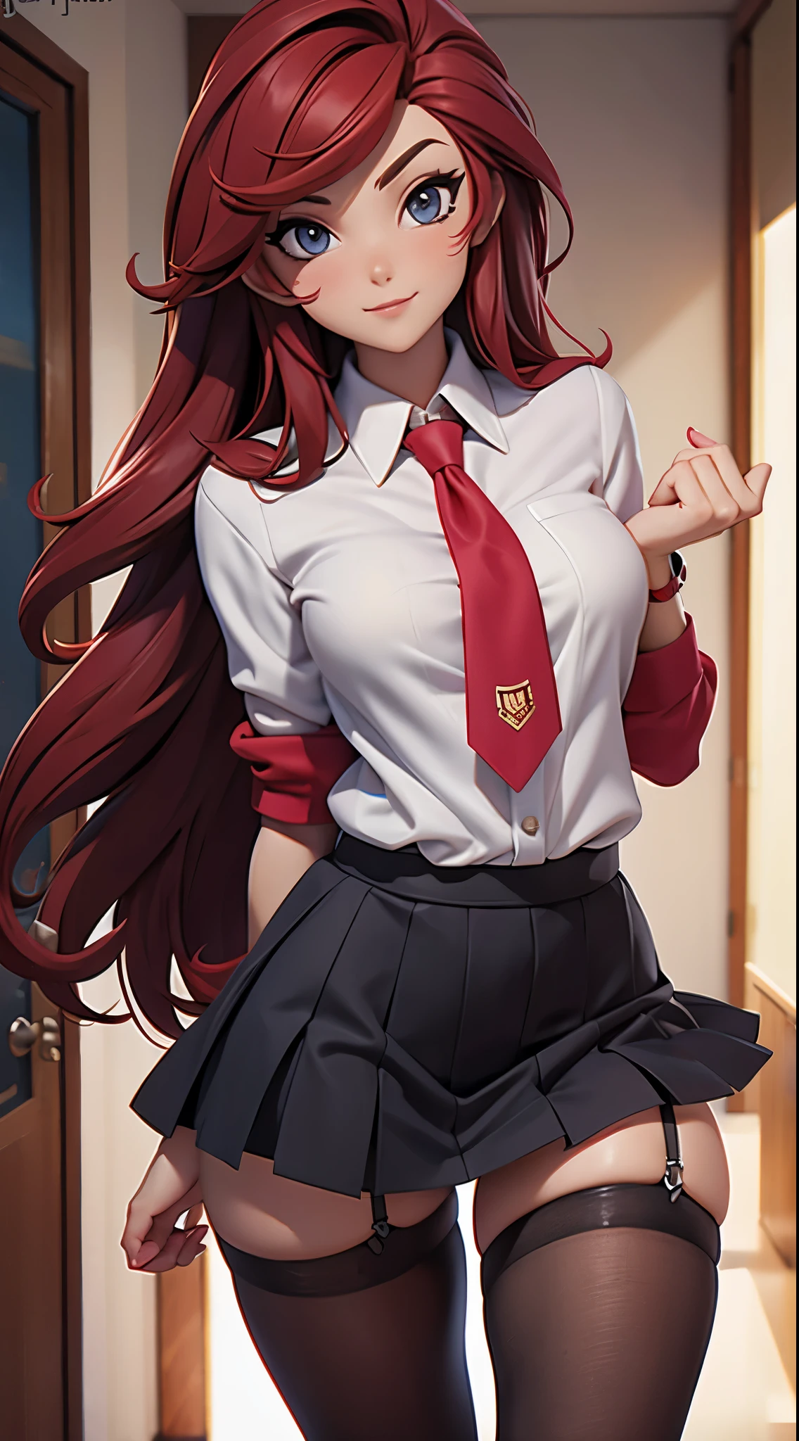 (best quality,4K,8K,High targetres,masterpiece:1.2),ultra-detailed,(Practical,photoPractical,photo-Practical:1.37),Brunette woman,21 years old,Thin,(beauty的,Gorgeous:detailed) Eye,(beauty的,Gorgeous:detailed) Lips,(extremely detailed,definition) Eye and face,Long eyelashes,Weeding Dress,(White,crimson) tie,(White,scarlet) hair,(beauty的,attractive) beauty,(High target,dark) stocking,(short,Knee length) short weeding skirt, (fashionable,grace), (grace的,complicated) posture, (bright,Energetic) light, (portrait,Concept Artist), (Warm,rich) tone