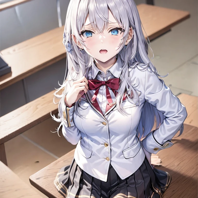 (masterpiece, best quality:1.2), 1girl, solo)(時々ボソッとロシア語でデレる隣のアーリャさん,アリサ・ミハイロヴナ・九条,アーリャ)(高校生、学生服姿)