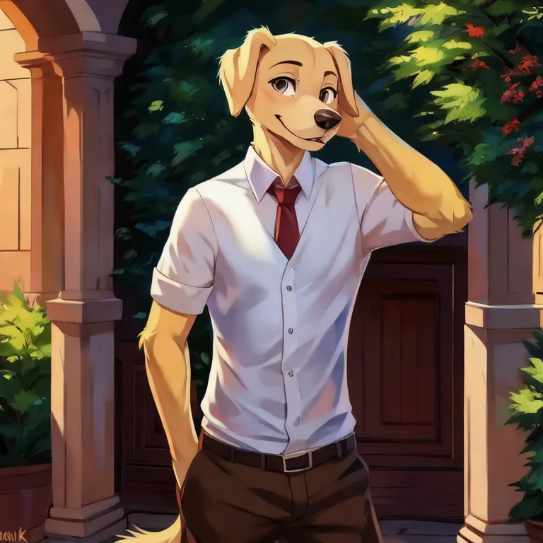 (masterpiece, best quality:1.2), solo, Jack, beastars, (yellow labrador:1.2), (twink:1.5)
