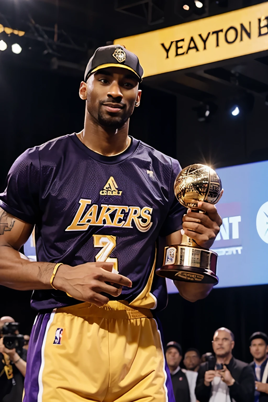 Kobe Bryant NBA 2K24 Holding Larry O'Brien Trophy and Champion Ring Shining in Hand Thumbnail for Youtube