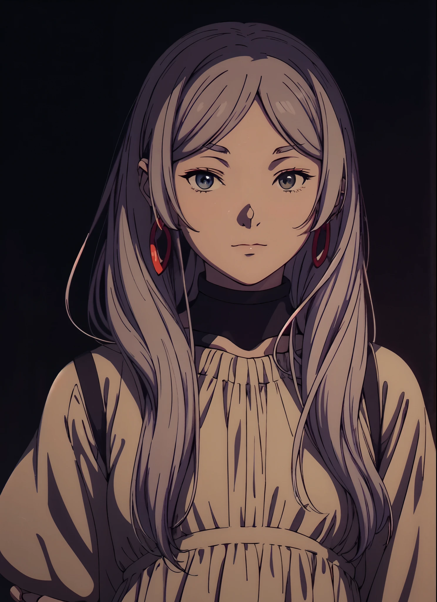 anime girl with white hair and a white dress standing in front of a dark background, artwork in the style of guweiz, profile of anime girl, portrait anime girl, beautiful anime portrait, looking to the viewer, 